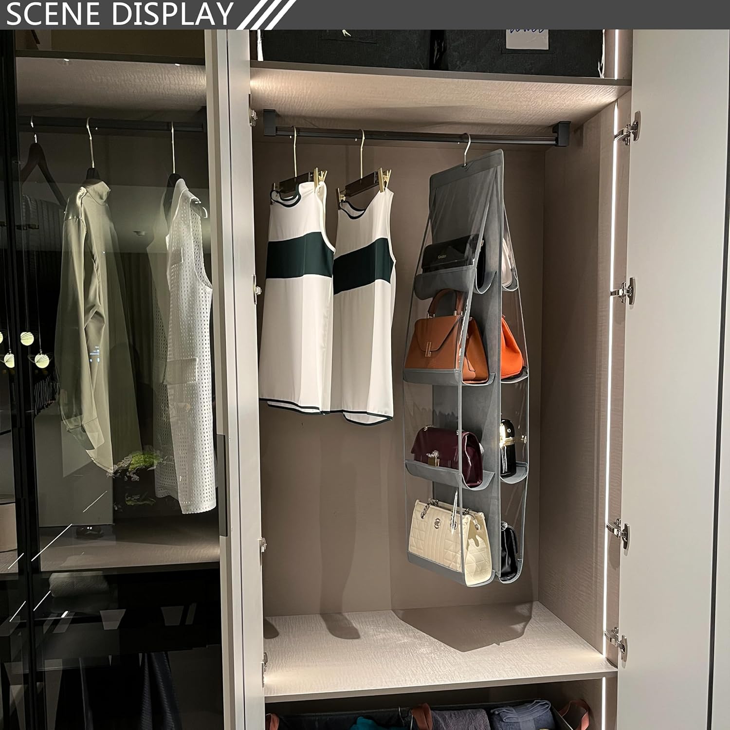 Purse Organizer - 2 Pack, Purse Hanger、 Heavy Duty、Purse Organizer for Closet、Thicken Metal Hooks,Hand Bag Storage Organizer、Purse Organizer, Grey - Image 2