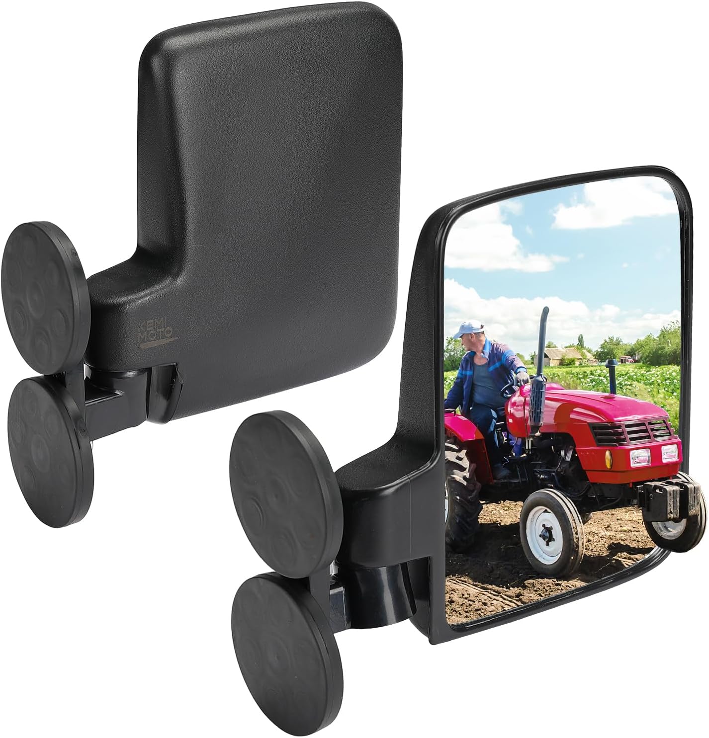 Tractor Magnetic Side Mirrors, 114 Lbs Magnet Rear View Mirror for Tractors, Forklifts, Lawn Movers, Golf Cart, Small Dozers, Lift Trucks, Compatible with John Deere, Kubota, Toyota, CASE - Image 1