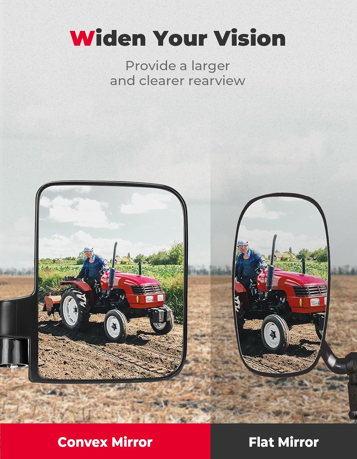 Tractor Magnetic Side Mirrors, 114 Lbs Magnet Rear View Mirror for Tractors, Forklifts, Lawn Movers, Golf Cart, Small Dozers, Lift Trucks, Compatible with John Deere, Kubota, Toyota, CASE - Image 5