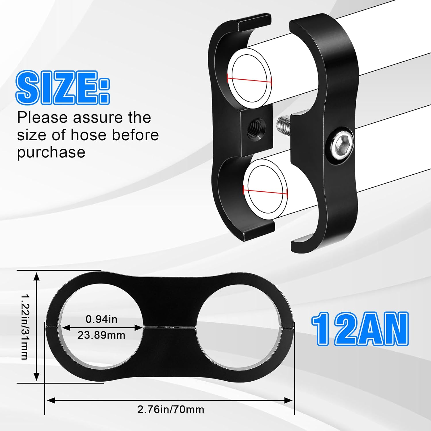 -12AN Hose Separator Clamp - Fuel line Mounting Clamps, 4Pcs/Pack Black Aluminum Hose Fitting Adapter, Great for 3/4 Fuel Line Hose, Brake Line, Oil Hose, Water Pipe and Gas Line - Image 4