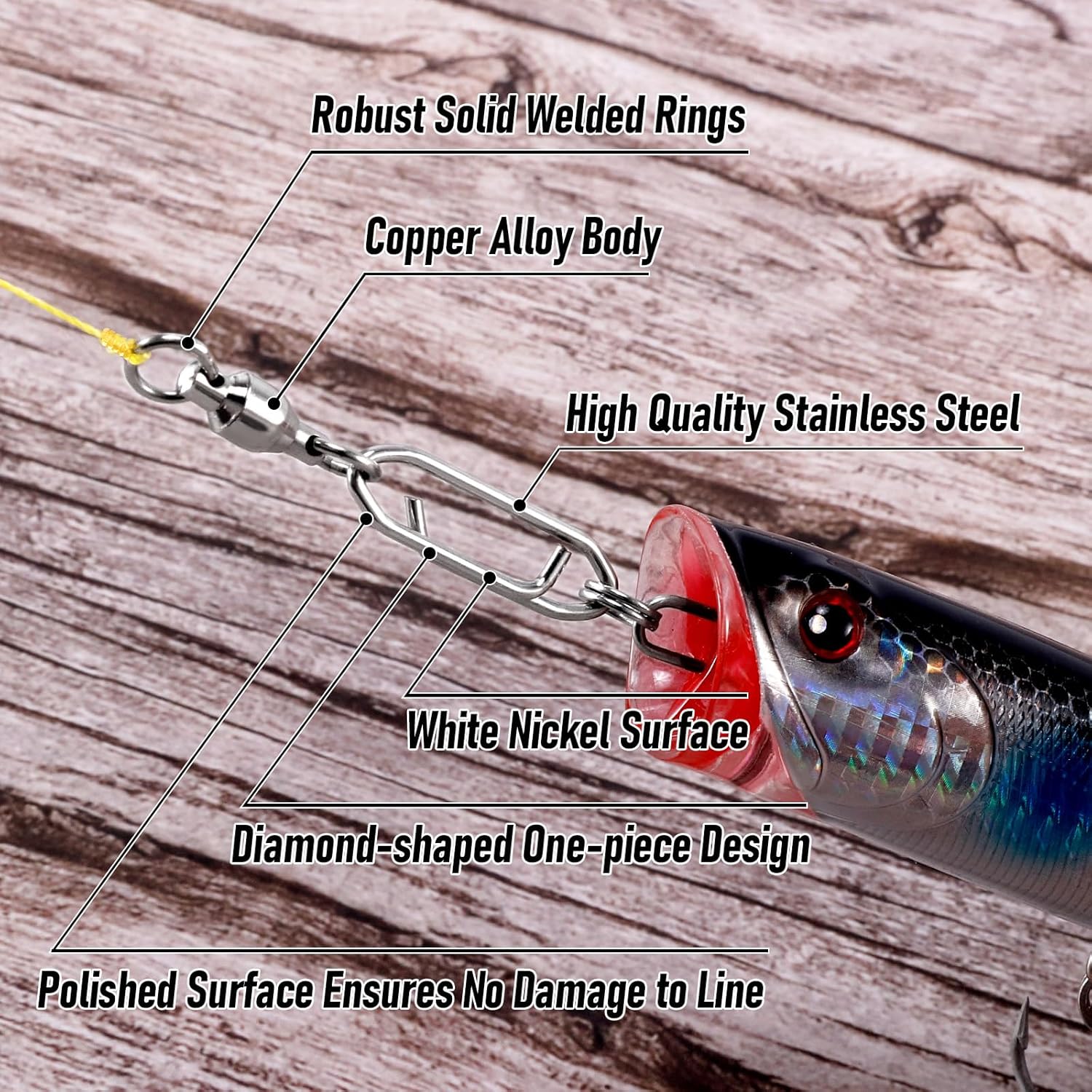 30-Pack Fishing Speed Clips Quick Change Snap Swivels, Ball Bearing Swivel Power Clips Fishing Snap Swivels Freshwater Saltwater Crankbait Popper Lures Quick Snaps Connectors Tackle - Image 3
