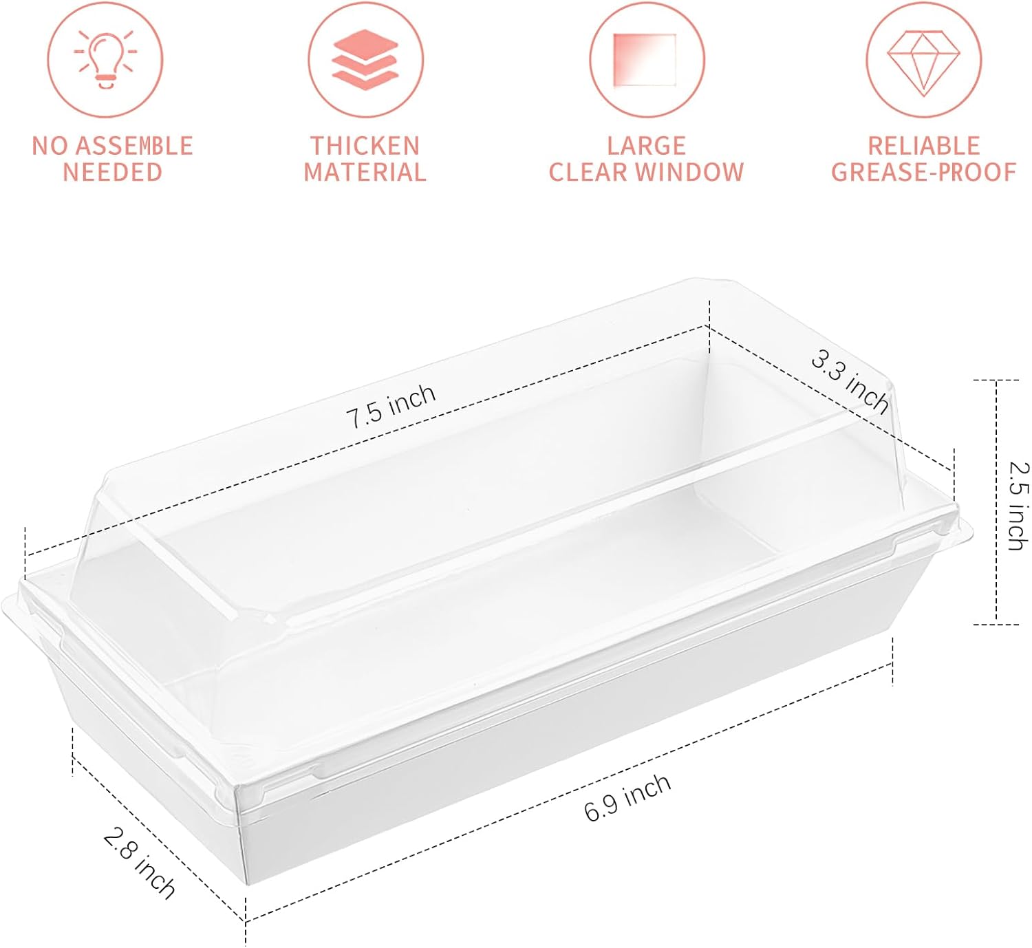 Charcuterie Boxes with Clear Lids, 50 Pack White Bakery Boxes, Cookie Boxes, Small Treat Boxes for Pastry, Sandwich, Cupcakes, Strawberries, Dessert To Go Containers - Image 2