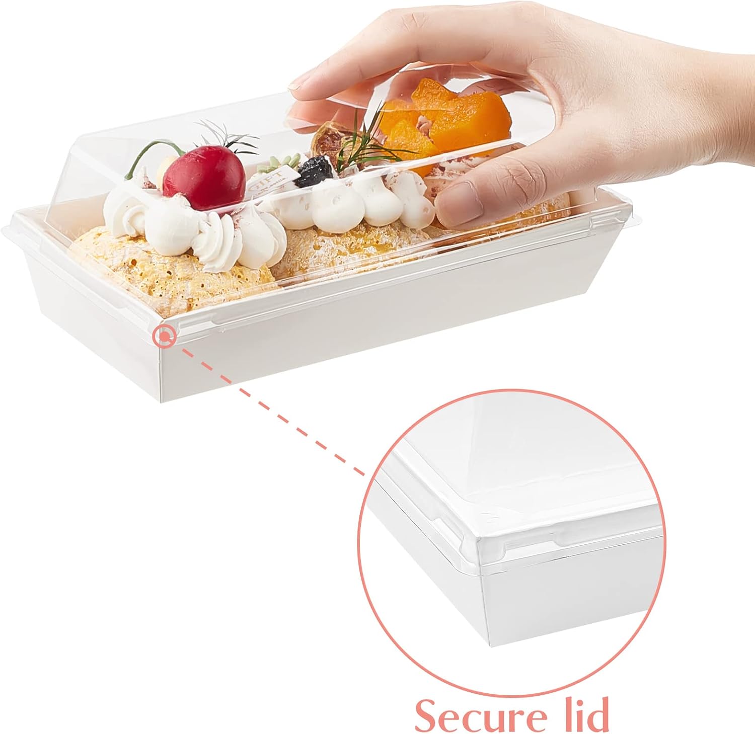 Charcuterie Boxes with Clear Lids, 50 Pack White Bakery Boxes, Cookie Boxes, Small Treat Boxes for Pastry, Sandwich, Cupcakes, Strawberries, Dessert To Go Containers - Image 3