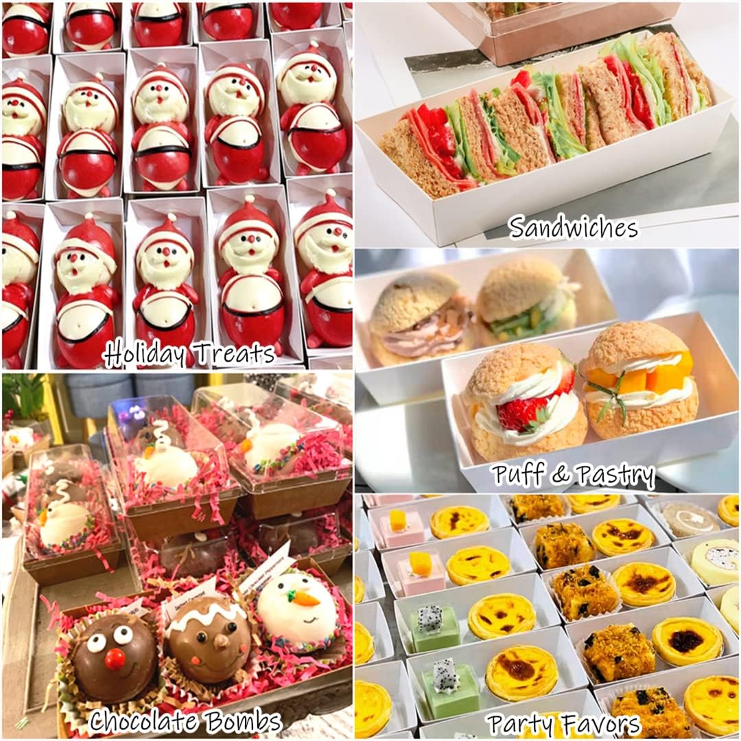 Charcuterie Boxes with Clear Lids, 50 Pack White Bakery Boxes, Cookie Boxes, Small Treat Boxes for Pastry, Sandwich, Cupcakes, Strawberries, Dessert To Go Containers - Image 6