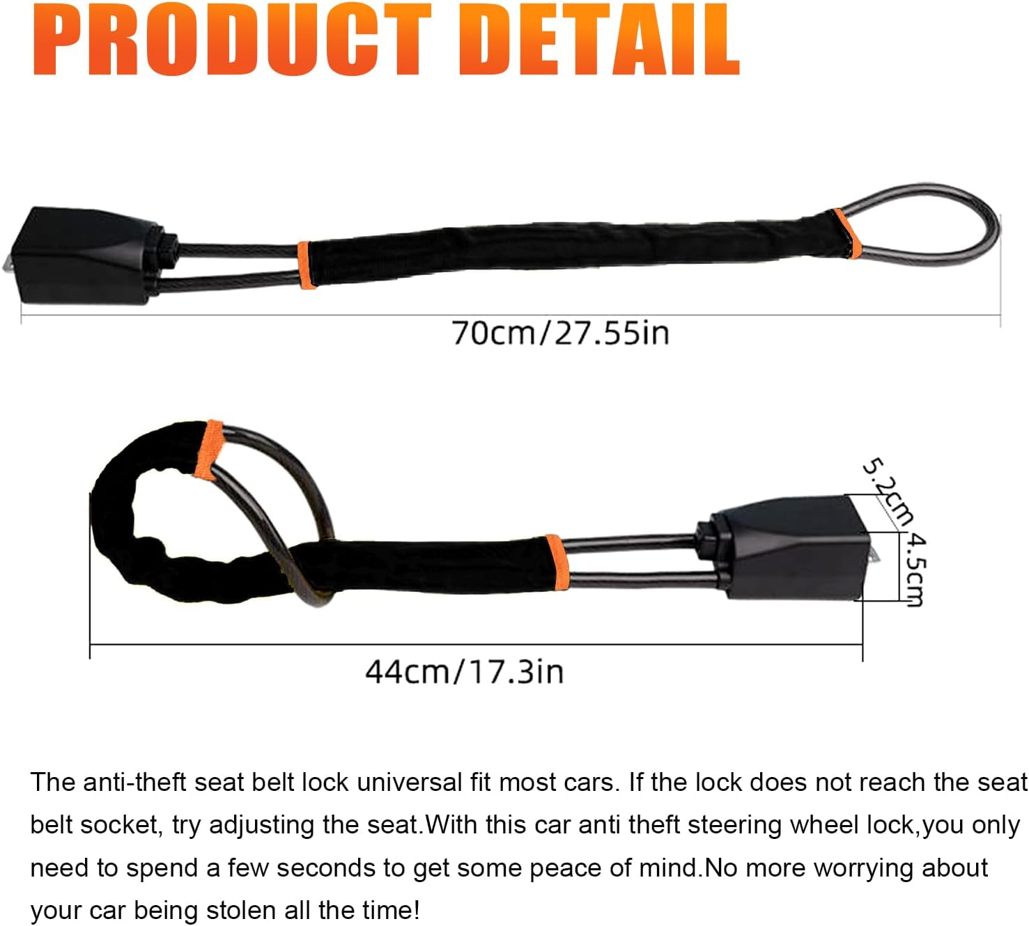 DualGuard Car Steering Wheel & Seat Belt Lock - 17