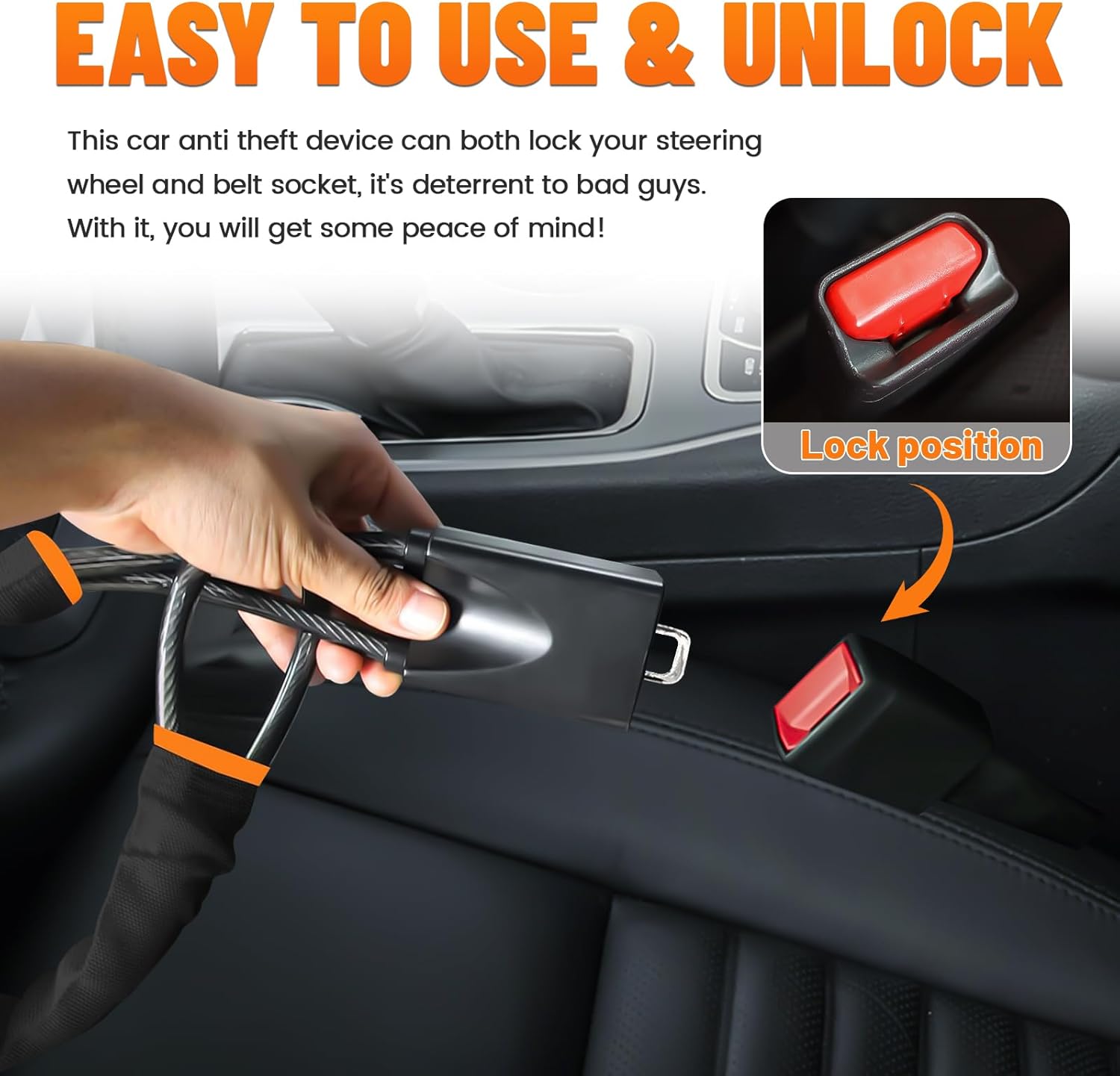 DualGuard Car Steering Wheel & Seat Belt Lock - 17