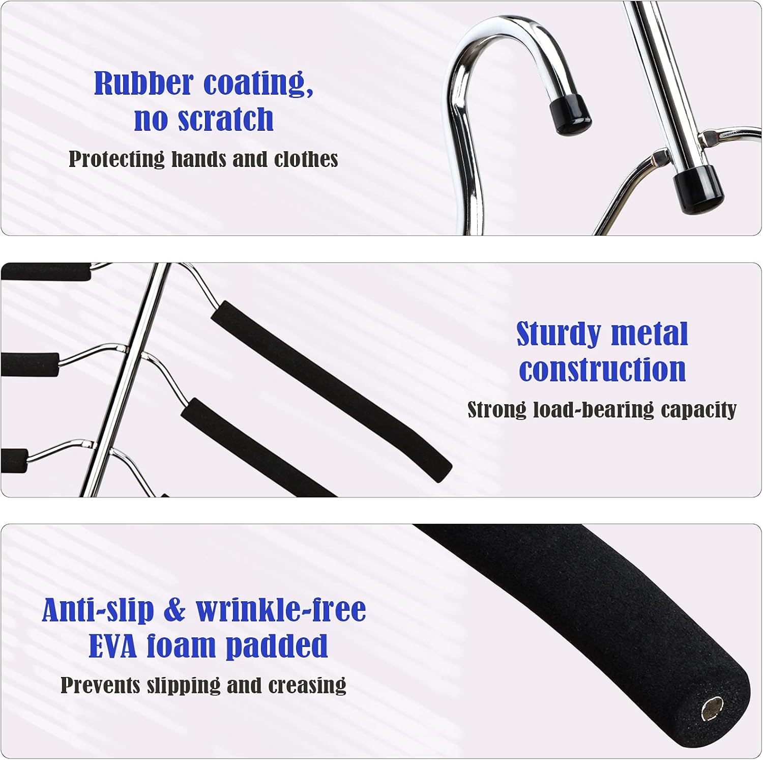 Hangers Space Saving Clothes Hanger 2 Packs Swing Arm Non Slip Padded Coat Hanger 5 Layers Heavy Duty Stainless Steel Sweater Shirt Hanger Closet Storage Organizer - Image 2