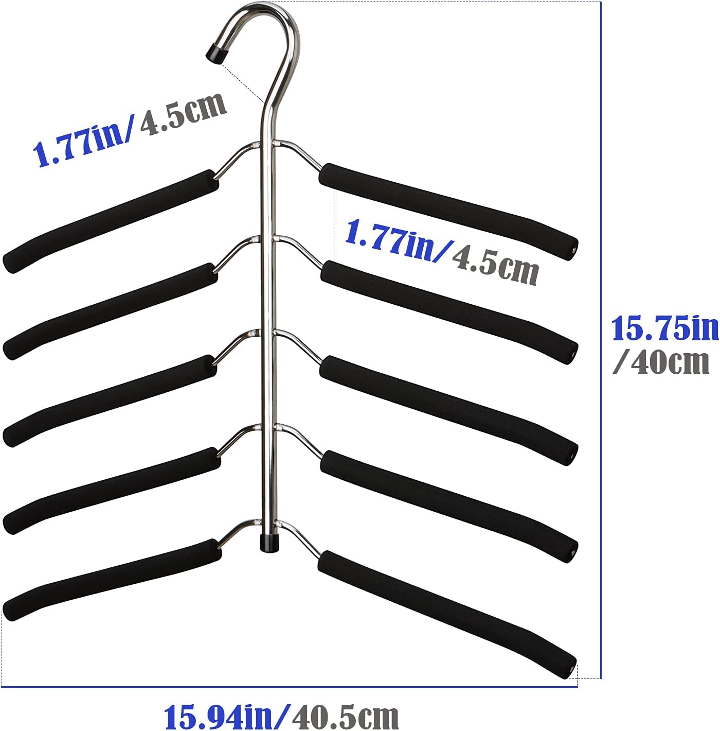 Hangers Space Saving Clothes Hanger 2 Packs Swing Arm Non Slip Padded Coat Hanger 5 Layers Heavy Duty Stainless Steel Sweater Shirt Hanger Closet Storage Organizer - Image 7