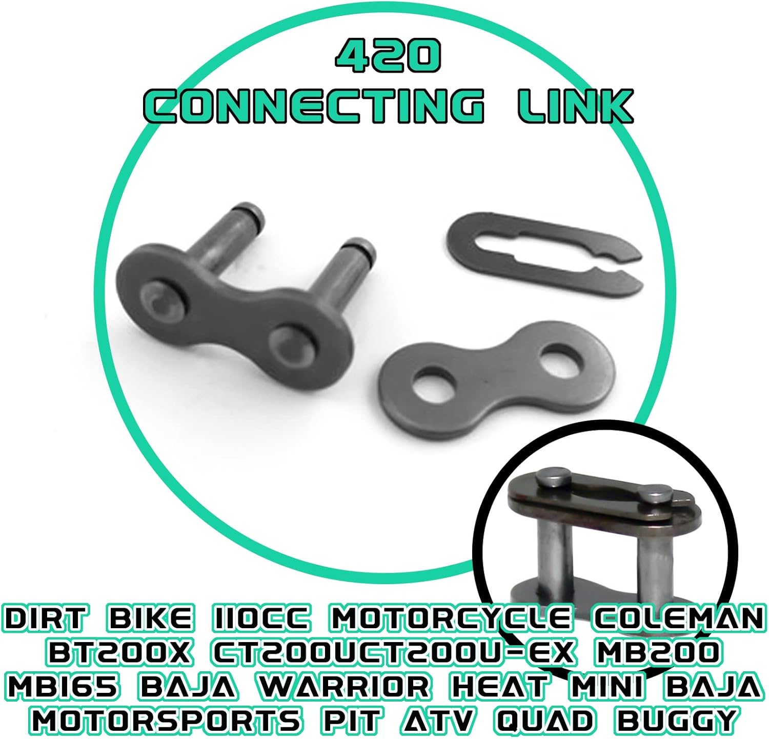 #420 Chain Master Link Carbon Steel Heavy Duty for 50cc 70cc 90cc 110cc 125cc Dirt Bike Quad Buggy Mini Bike Pit ATV Scooter 8pcs - Image 4