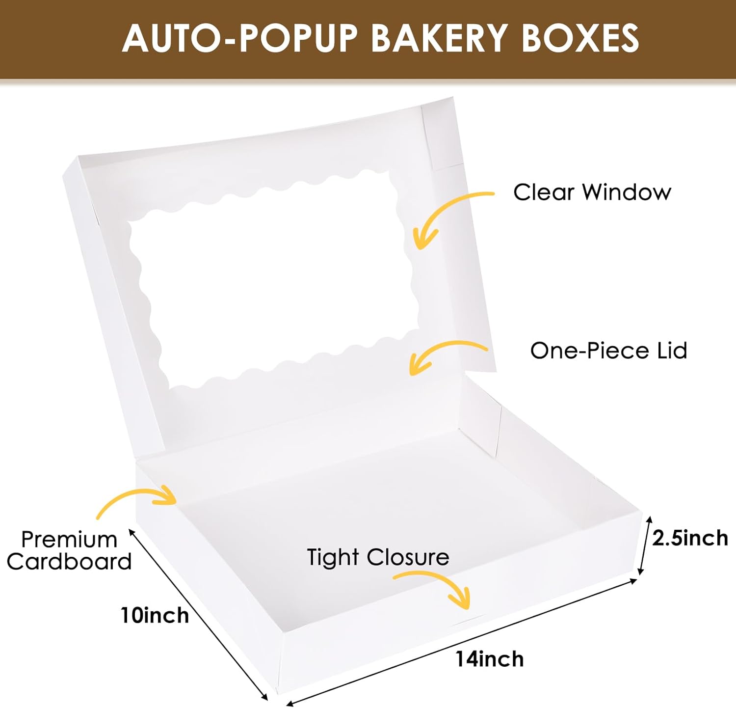 40pcs Cookie Boxes, 14x10x2.5 Inch Auto-Popup Bakery Boxes with Window, for Donuts, Pies, Cakes, Muffins, and Pastries - Image 2
