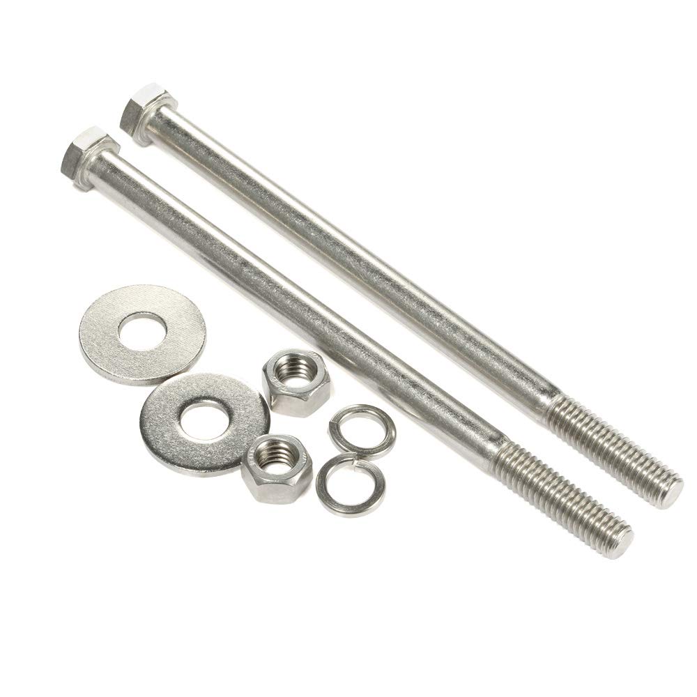 3/8-16 x 7 Hex Head Bolts with Hex Nuts and Thick Flat & Lock Washers, Partially Threaded, Stainless Steel 18-8, Plain Finish, 4 Sets - Image 2