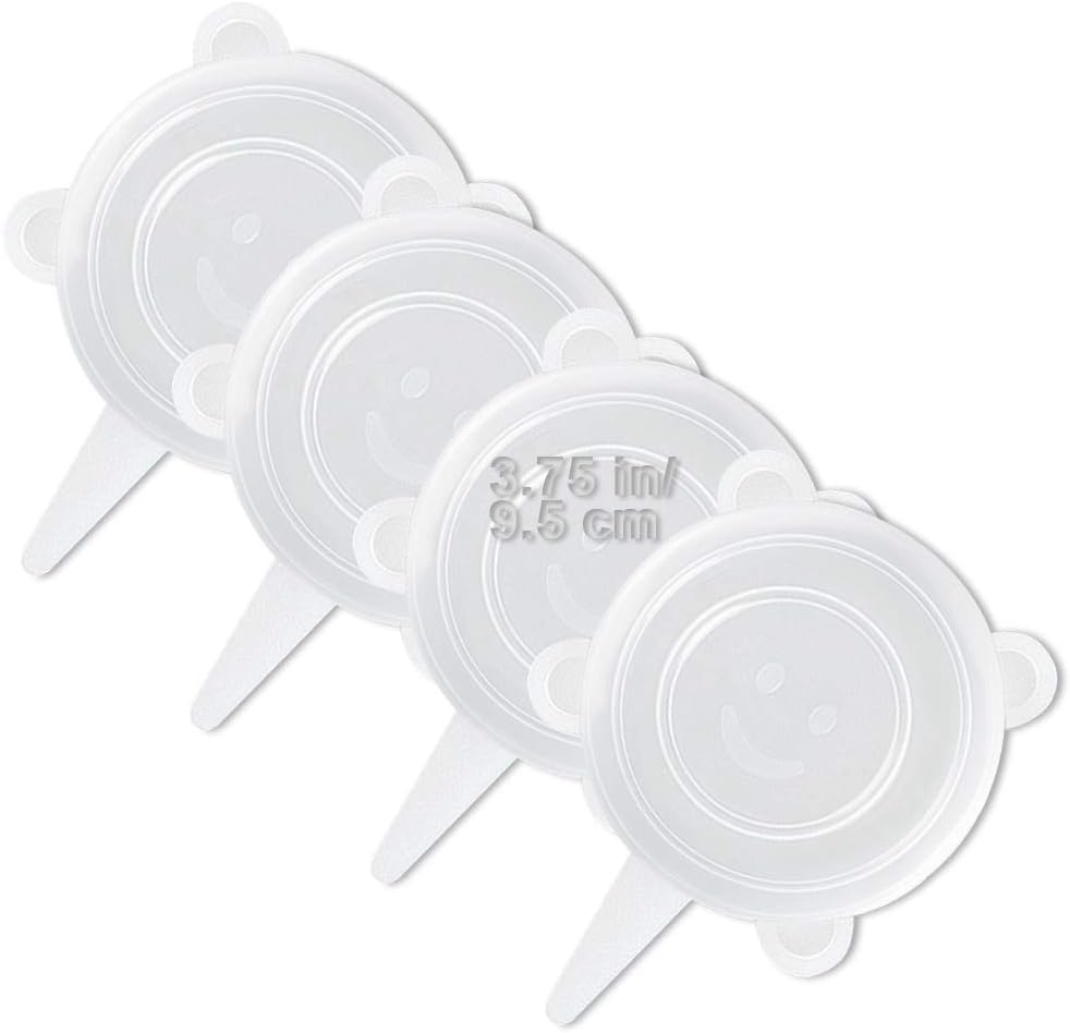 4 Pack Same Size Silicone Stretch Lids, Thicker Reusable Sturdy Silicone Container Cover, Expandable Food Storage Covers, Dishwasher and Freezer Safe, 3.75in(9.5cm) - Image 1