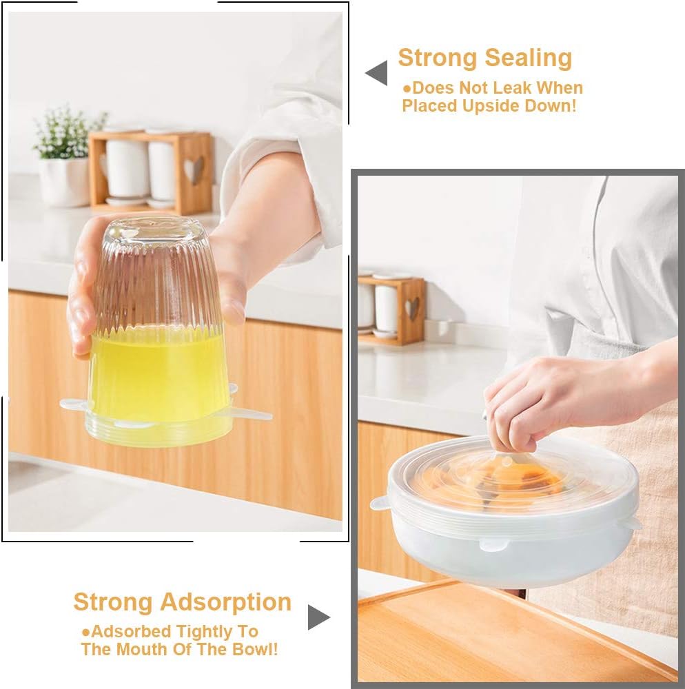 4 Pack Same Size Silicone Stretch Lids, Thicker Reusable Sturdy Silicone Container Cover, Expandable Food Storage Covers, Dishwasher and Freezer Safe, 3.75in(9.5cm) - Image 4