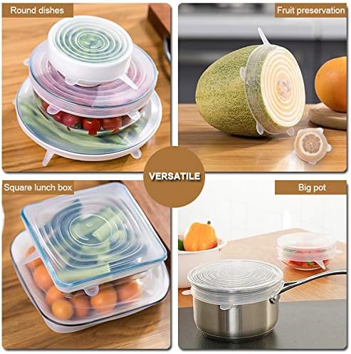4 Pack Same Size Silicone Stretch Lids, Thicker Reusable Sturdy Silicone Container Cover, Expandable Food Storage Covers, Dishwasher and Freezer Safe, 3.75in(9.5cm) - Image 5