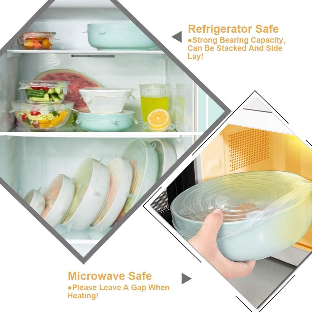 4 Pack Same Size Silicone Stretch Lids, Thicker Reusable Sturdy Silicone Container Cover, Expandable Food Storage Covers, Dishwasher and Freezer Safe, 3.75in(9.5cm) - Image 6