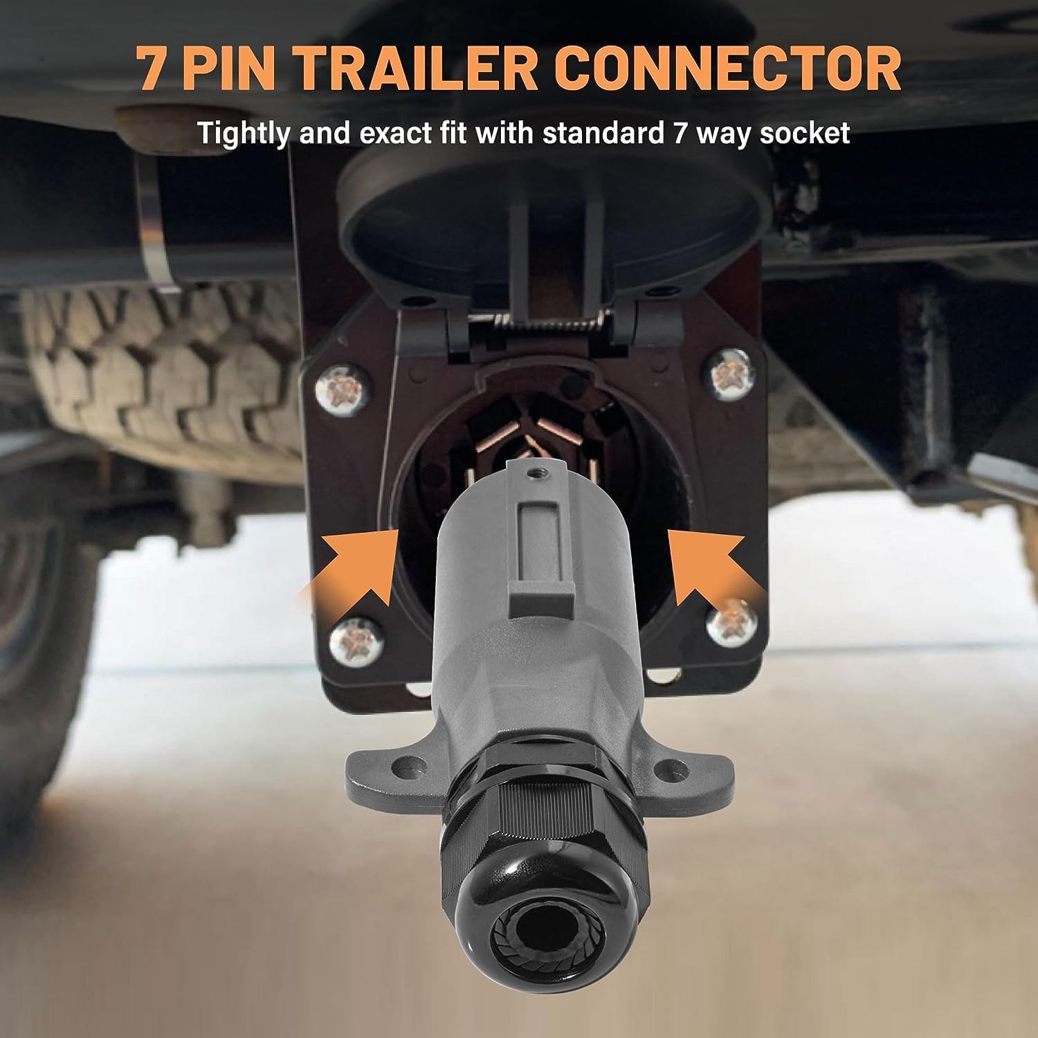 RV 7 Pin Trailer Plug with IP68 Waterproof Seal 2PCS, Detachable 7 Way Round RV-Style Trailer Side Connector 7 Point Trailer Wiring Plug - Image 5