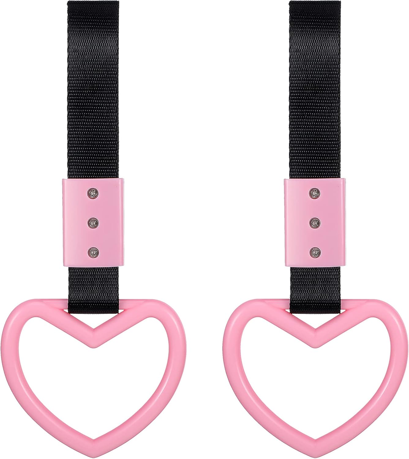 2 Pieces Heart Shaped Car Handle Straps Drift Charm Rear Bumper Warning Ring Decor Subway Bus Broken Heart Handle for Car Interior(Light Pink) - Image 1