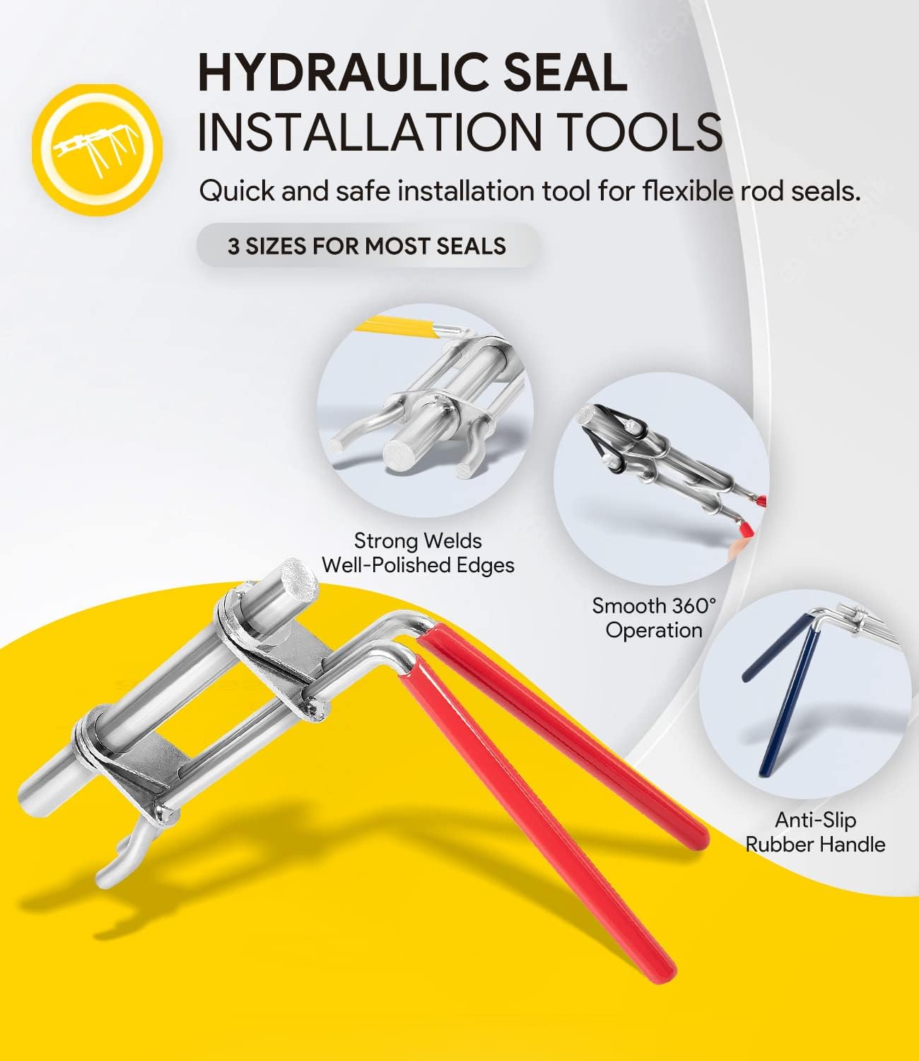 3 Pack Hydraulic Seal Installation Tools, Hydraulic Cylinder Piston Repair Seal Kit, U-Cup Rod Seal Installation Tool Kits Upgraded Seal Twistor Install Tool Set - Image 2