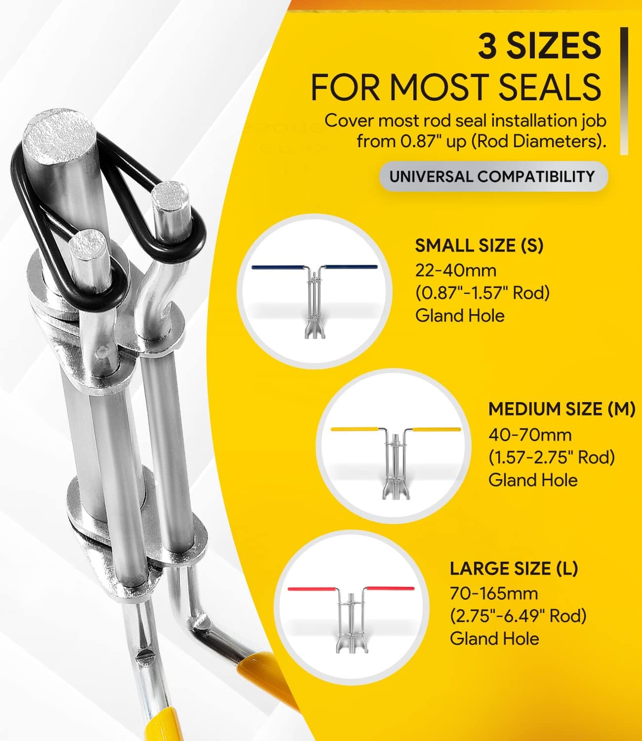 3 Pack Hydraulic Seal Installation Tools, Hydraulic Cylinder Piston Repair Seal Kit, U-Cup Rod Seal Installation Tool Kits Upgraded Seal Twistor Install Tool Set - Image 4