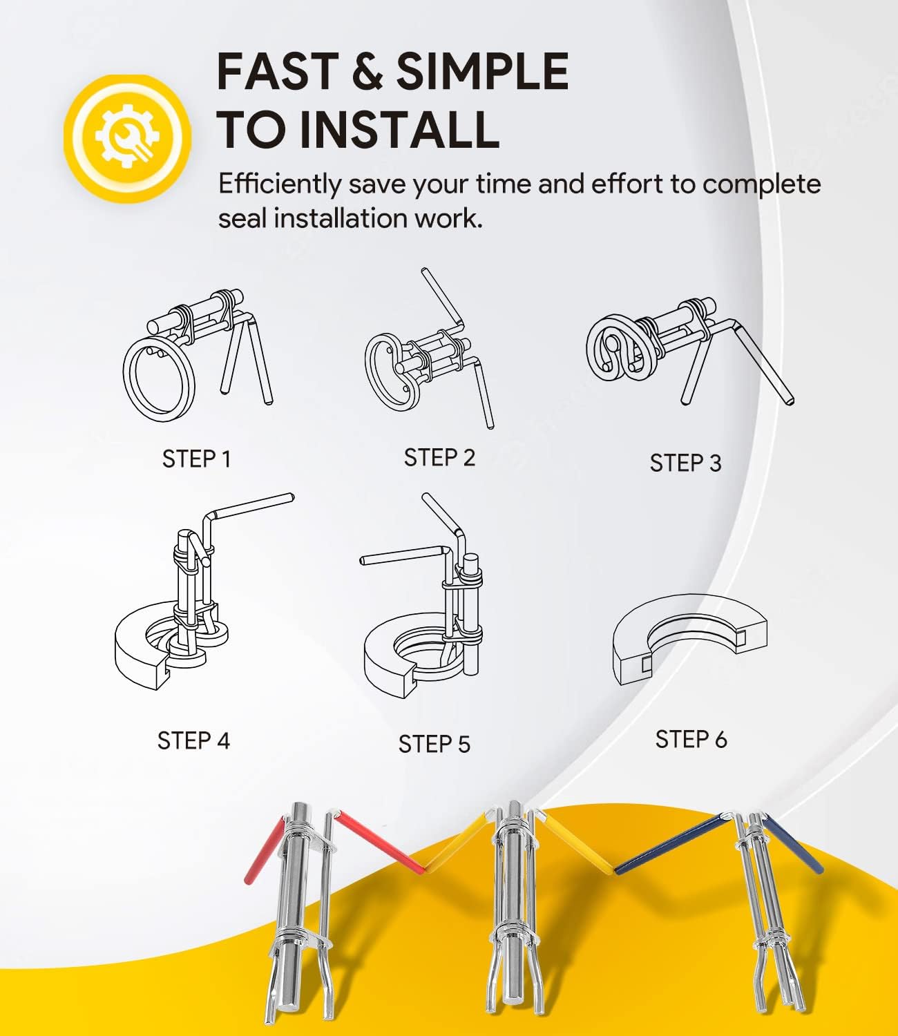 3 Pack Hydraulic Seal Installation Tools, Hydraulic Cylinder Piston Repair Seal Kit, U-Cup Rod Seal Installation Tool Kits Upgraded Seal Twistor Install Tool Set - Image 5