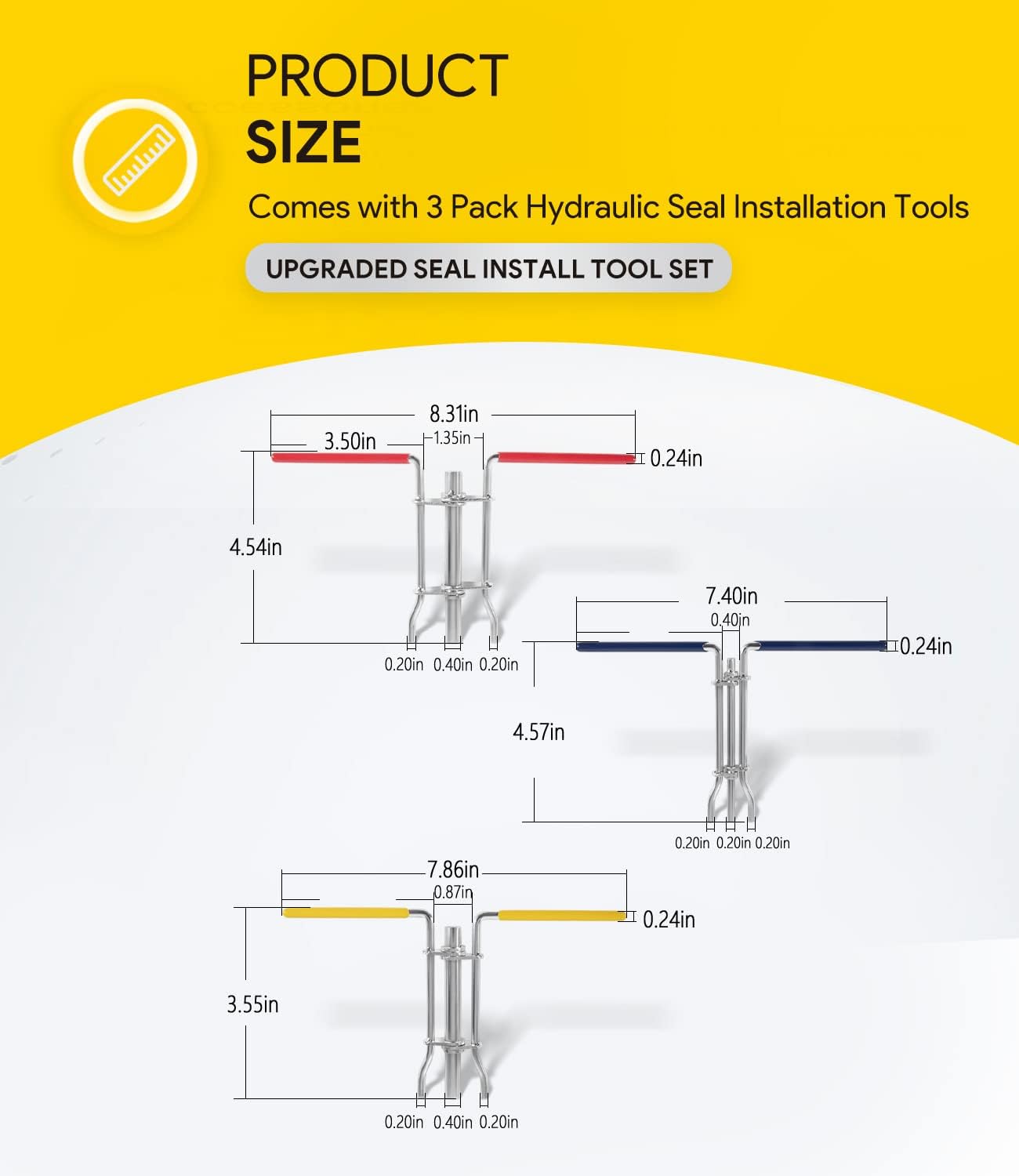 3 Pack Hydraulic Seal Installation Tools, Hydraulic Cylinder Piston Repair Seal Kit, U-Cup Rod Seal Installation Tool Kits Upgraded Seal Twistor Install Tool Set - Image 6