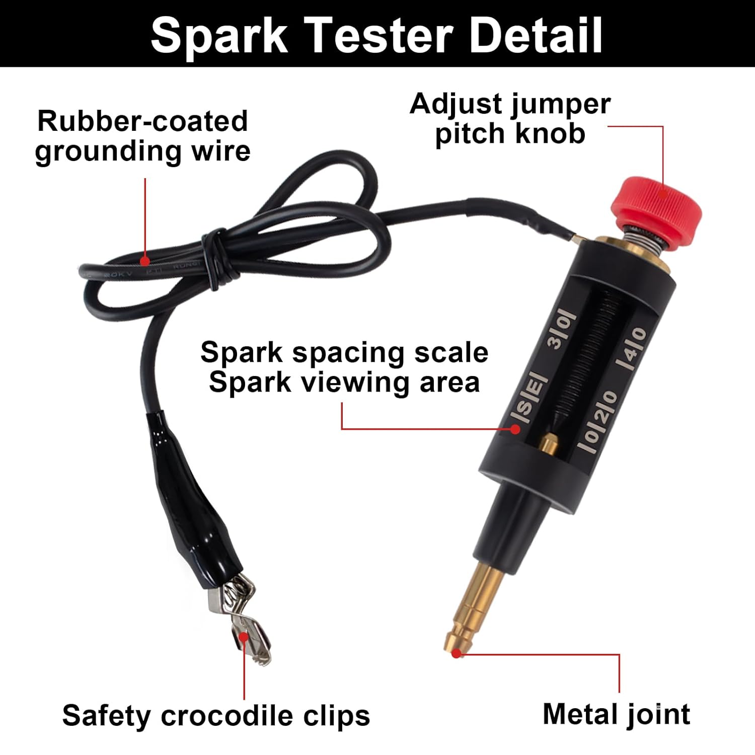 Spark Plug Tester, Adjustable Ignition Coil Tester System, Coil Pack Tester, Spark Testers Tool, Spark Checker, Autos Diagnostic Test Tool for Automotive, Small Engines, Lawnmowers - Image 3