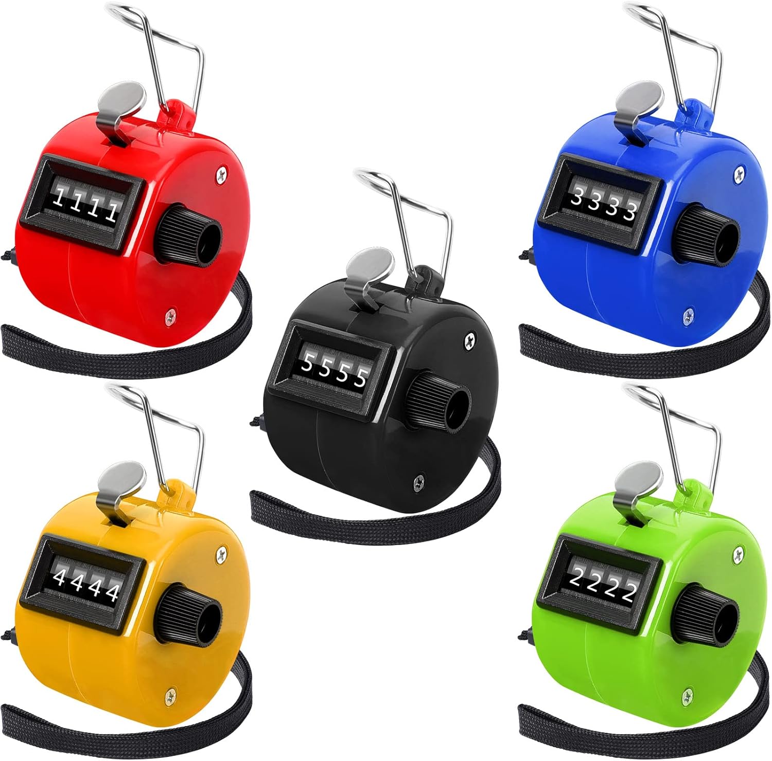 Handheld Mechanical Counter Clicker, 5 Pcs 4-Digital Number Tally Click Counter for School Event Golf Sports Office Stadium - Image 1
