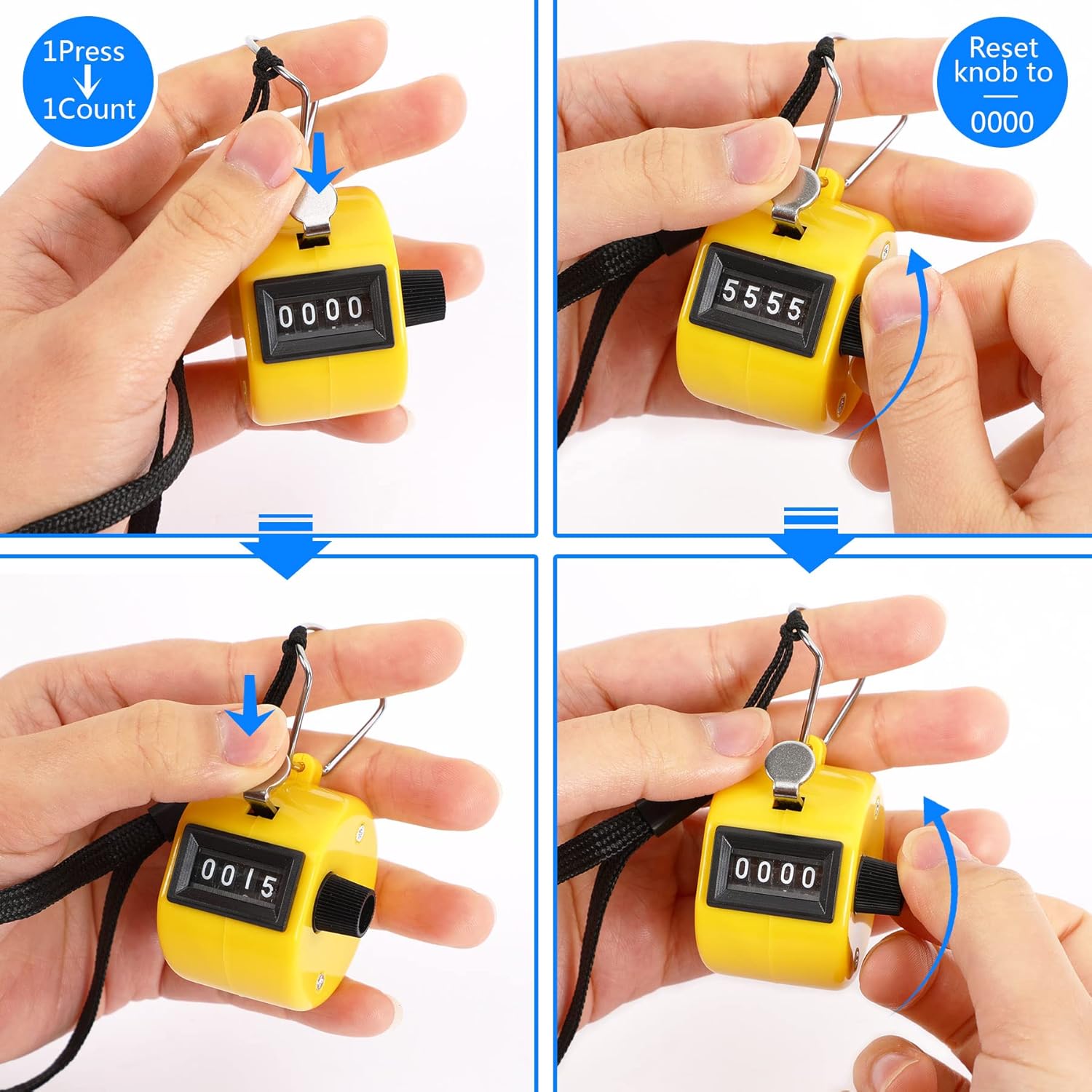 Handheld Mechanical Counter Clicker, 5 Pcs 4-Digital Number Tally Click Counter for School Event Golf Sports Office Stadium - Image 4