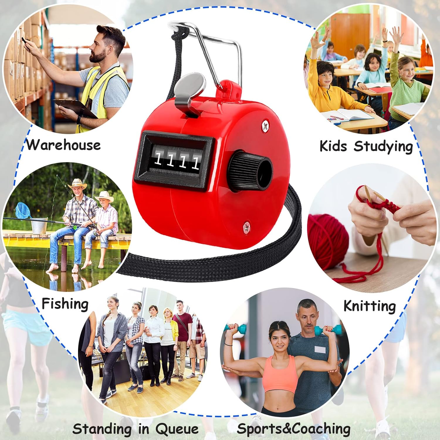 Handheld Mechanical Counter Clicker, 5 Pcs 4-Digital Number Tally Click Counter for School Event Golf Sports Office Stadium - Image 6