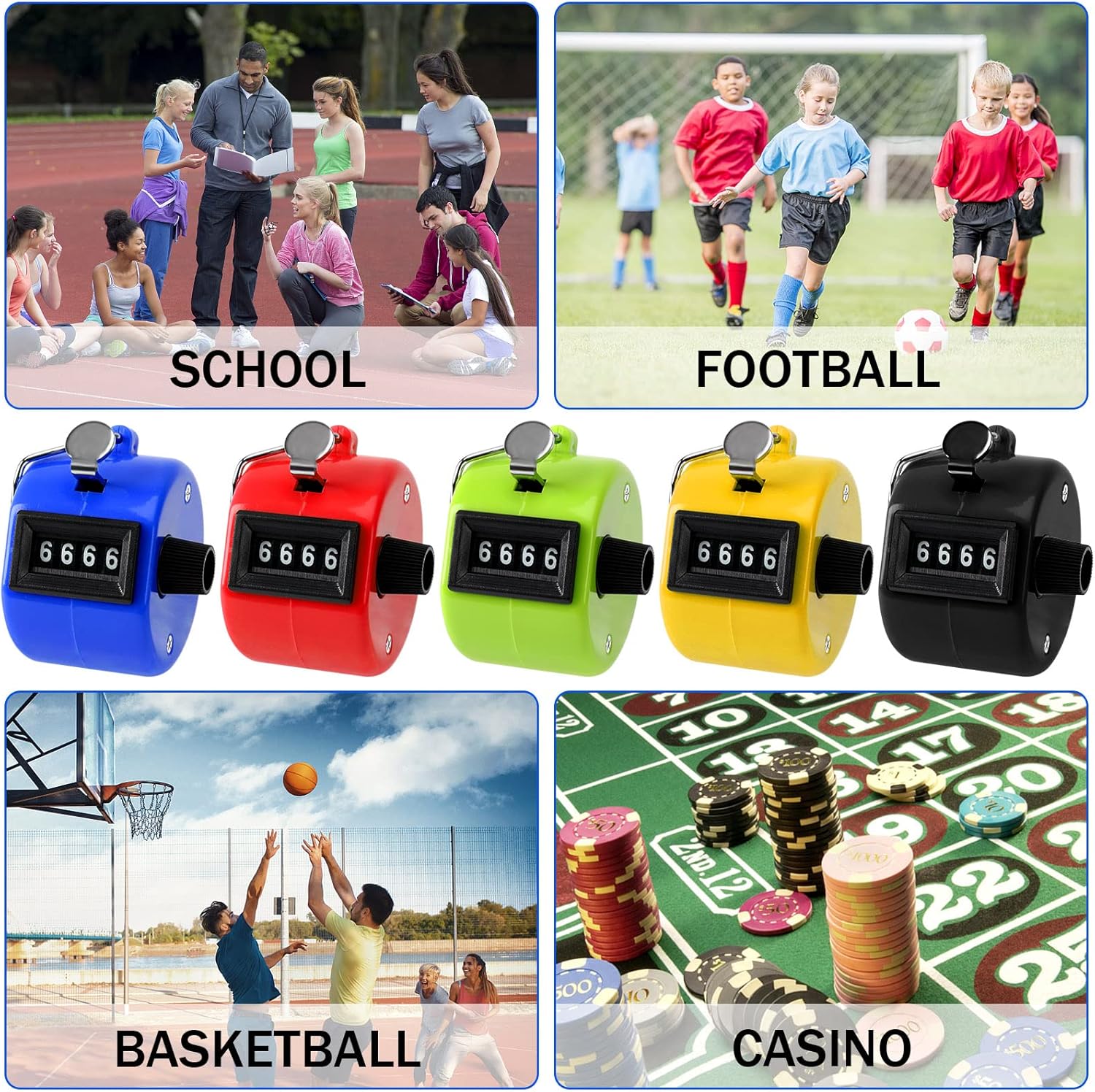 Handheld Mechanical Counter Clicker, 5 Pcs 4-Digital Number Tally Click Counter for School Event Golf Sports Office Stadium - Image 7