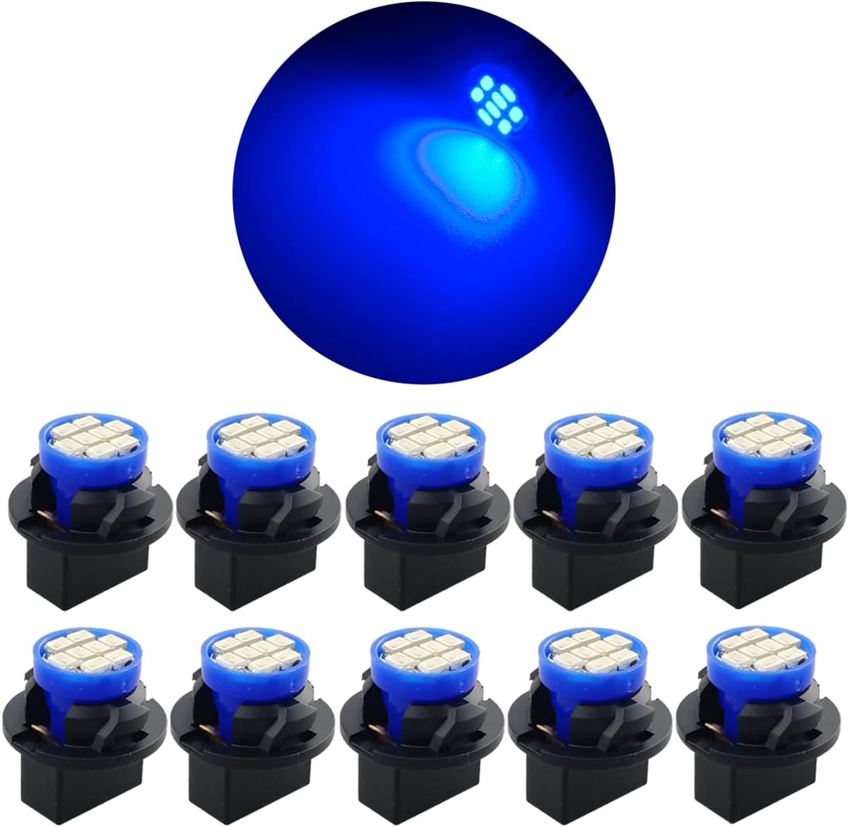 T10 194 168 Dash Instrument White LED Light Bulbs Bright Panel Gauge Cluster Dashboard Bulbs 10Pcs/Set (Blue) - Image 1