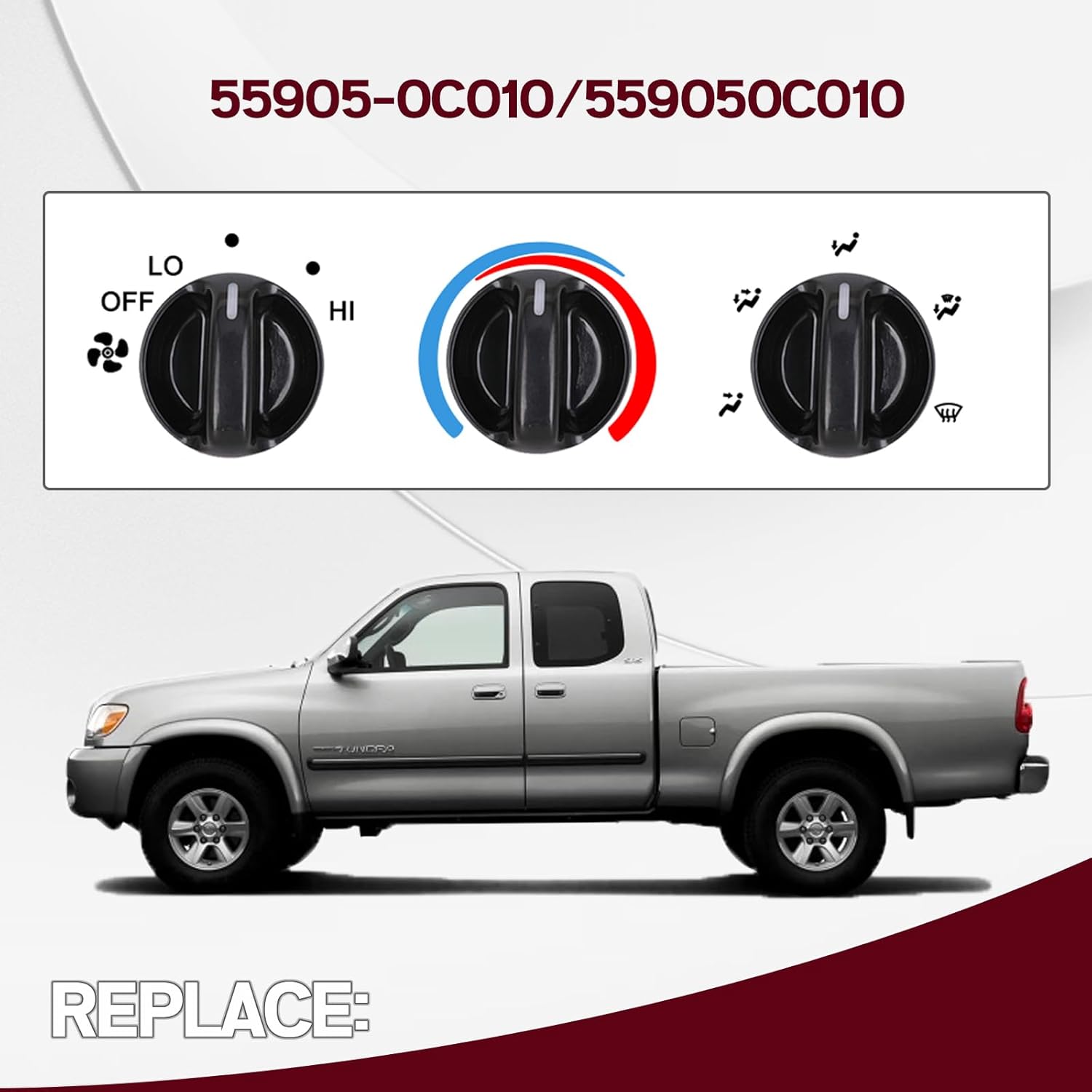 3Pcs Tundra AC Knobs Replacement Compatible with 2000 2001 2002 2003 2004 2005 2006 Toyota Tundra A/C Air Conditioner Heater Blower Fan Control Knob 55905-0C010, 559050C010 - Image 2