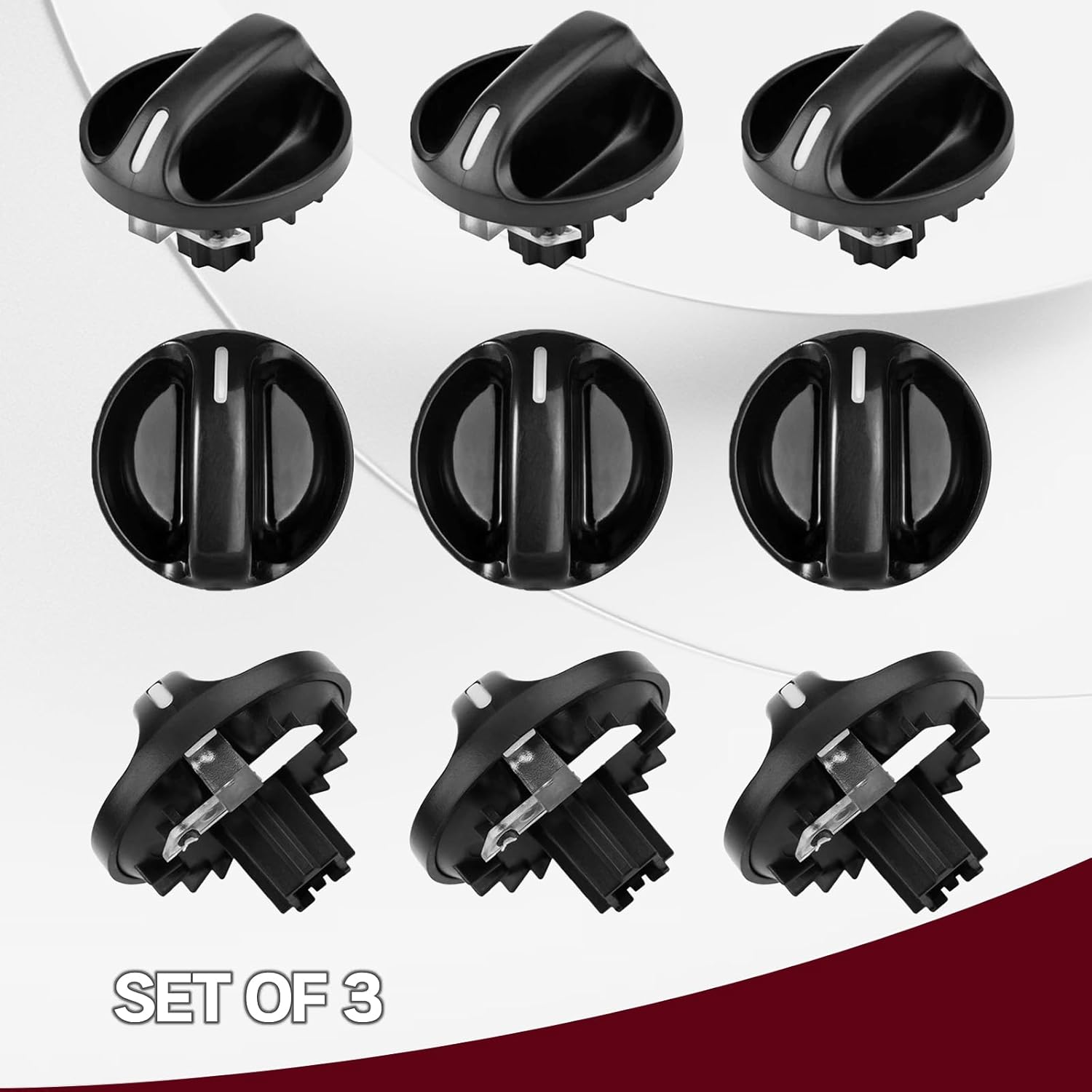 3Pcs Tundra AC Knobs Replacement Compatible with 2000 2001 2002 2003 2004 2005 2006 Toyota Tundra A/C Air Conditioner Heater Blower Fan Control Knob 55905-0C010, 559050C010 - Image 6