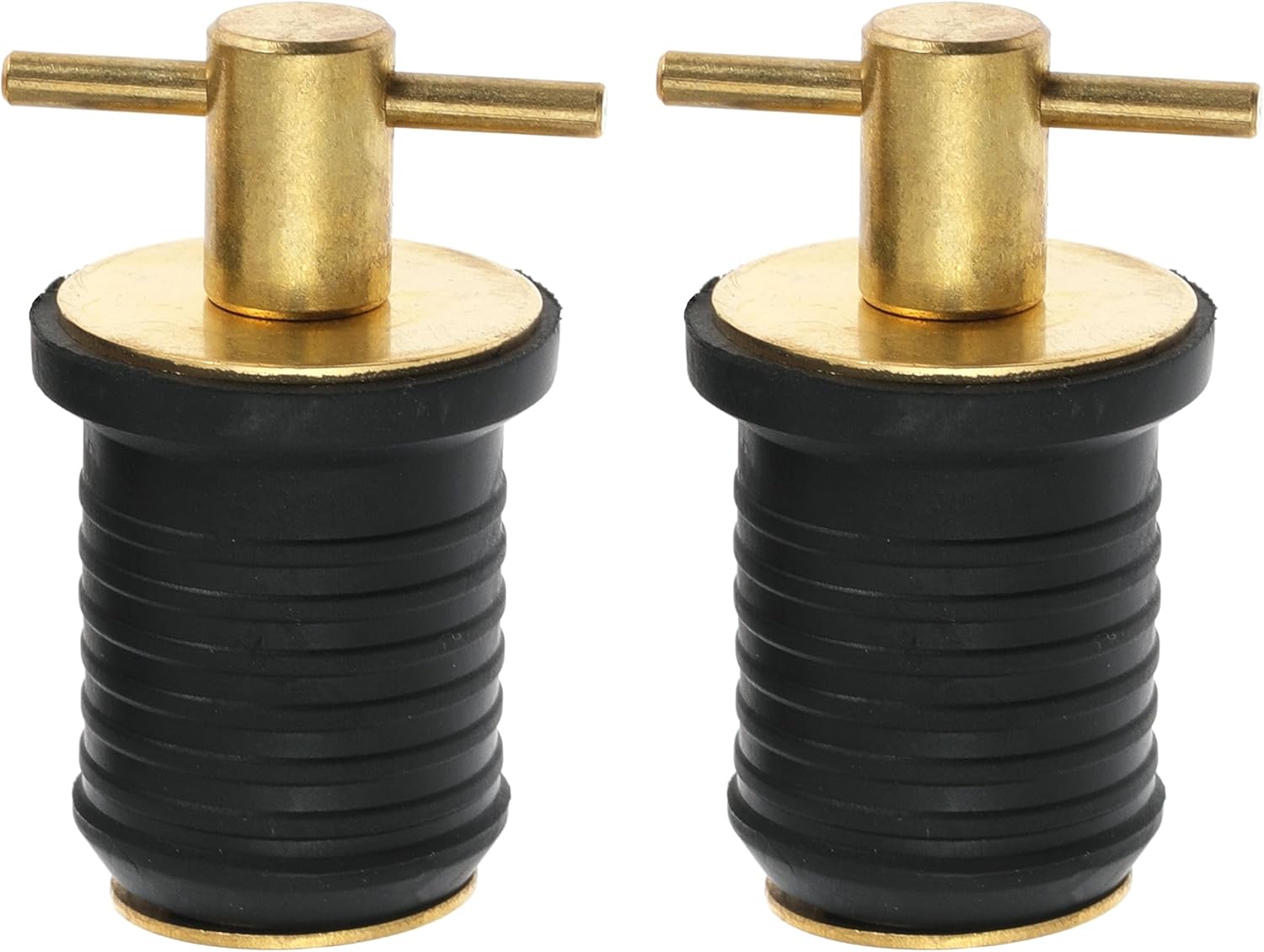 2 Pcs Boat Drain Plug With T Handle - Snap Rubber Plugs With Brass/Stainless Steel Handle - Marine Twist Accessories - Image 1