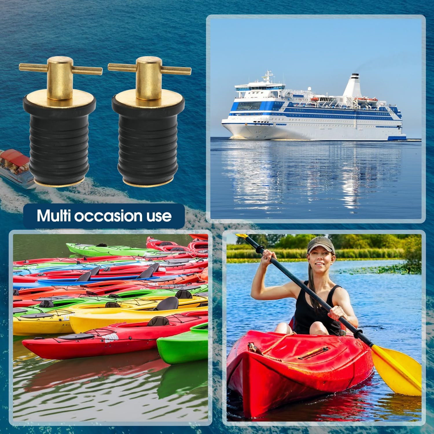 2 Pcs Boat Drain Plug With T Handle - Snap Rubber Plugs With Brass/Stainless Steel Handle - Marine Twist Accessories - Image 4