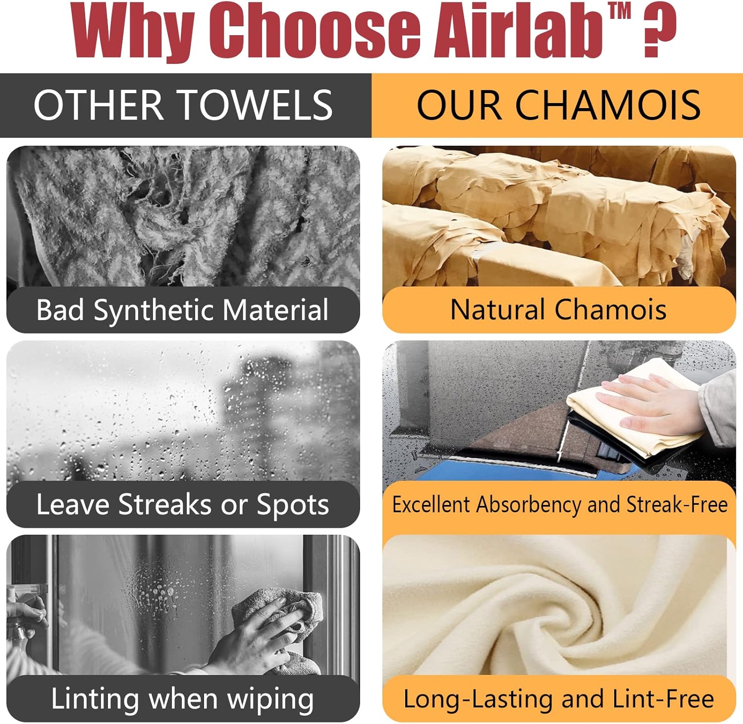Chamois Cloth for Car 2 Pack Shammy Towel 24'' x 16'' (2.58 sq ft Each) Super Absorbent Car Drying Towel Real Leather Lint Free Streak Free for Car Wash Auto Deng - Image 3