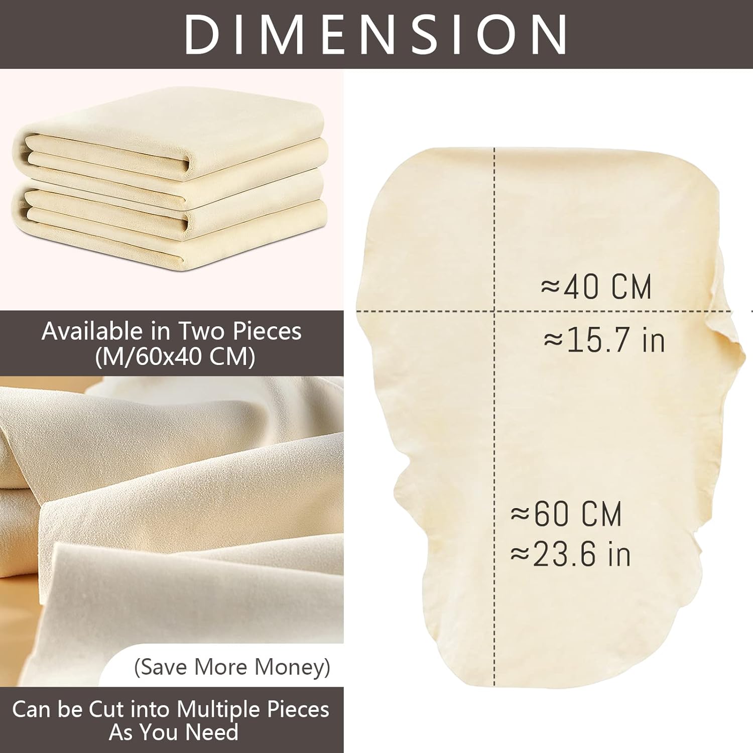Chamois Cloth for Car 2 Pack Shammy Towel 24'' x 16'' (2.58 sq ft Each) Super Absorbent Car Drying Towel Real Leather Lint Free Streak Free for Car Wash Auto Deng - Image 4