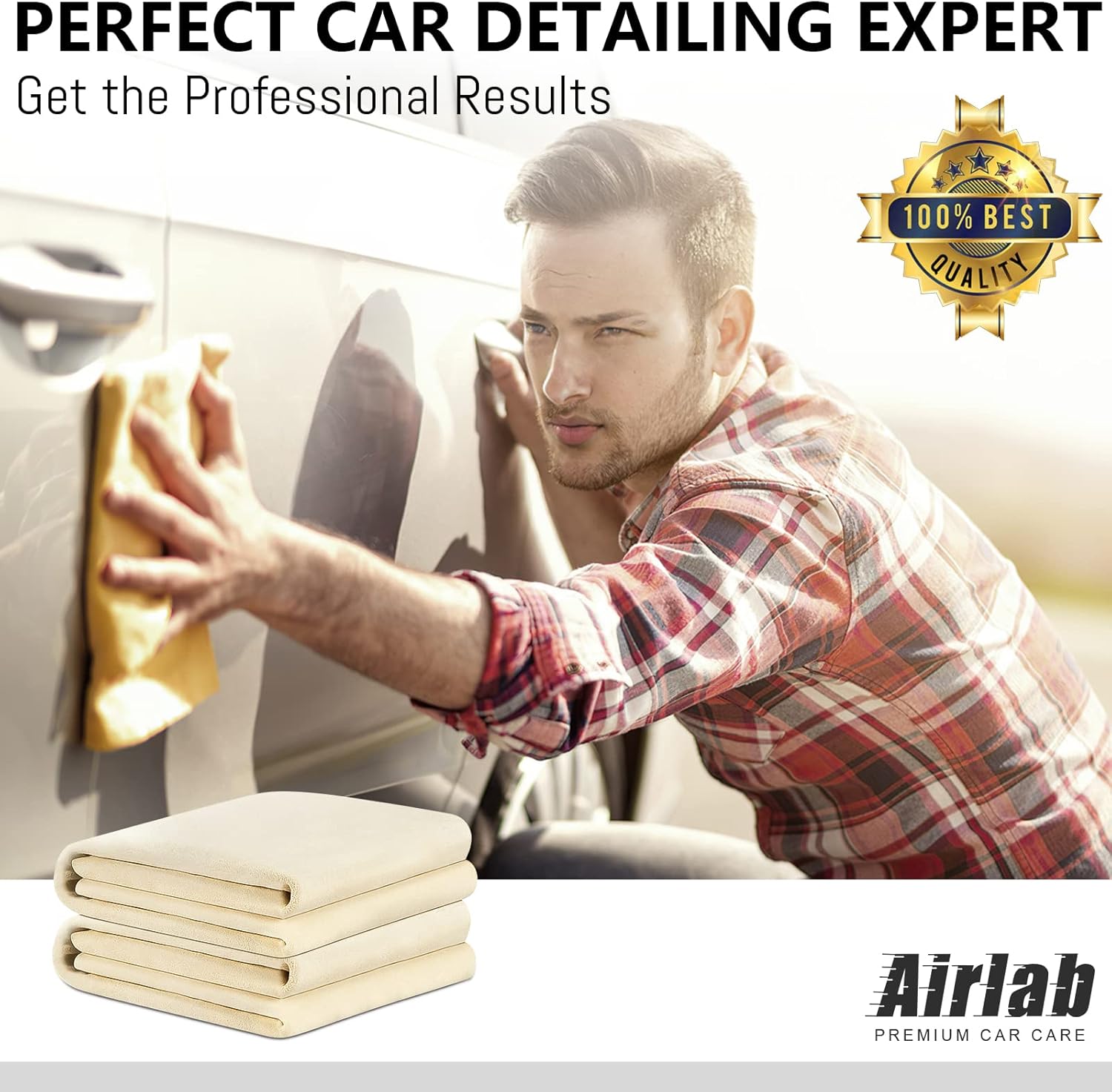 Chamois Cloth for Car 2 Pack Shammy Towel 24'' x 16'' (2.58 sq ft Each) Super Absorbent Car Drying Towel Real Leather Lint Free Streak Free for Car Wash Auto Deng - Image 6