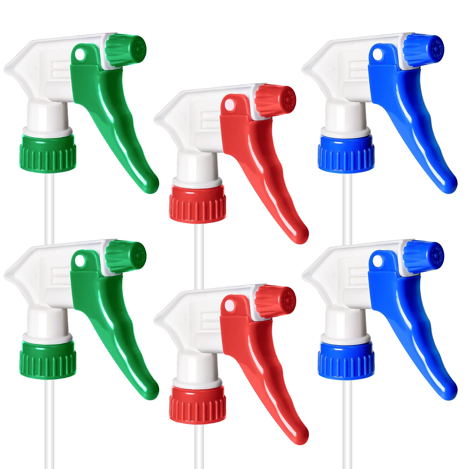 6 Pack Universal Spray Bottle Replacement Nozzle, Mist & Stream Trigger Sprayer for 16oz 24oz 32oz Bottles, Heavy Duty Mister Head Part w/ 10.2 Inch Tube for Cleaning Solutions, Car Deng - Image 1