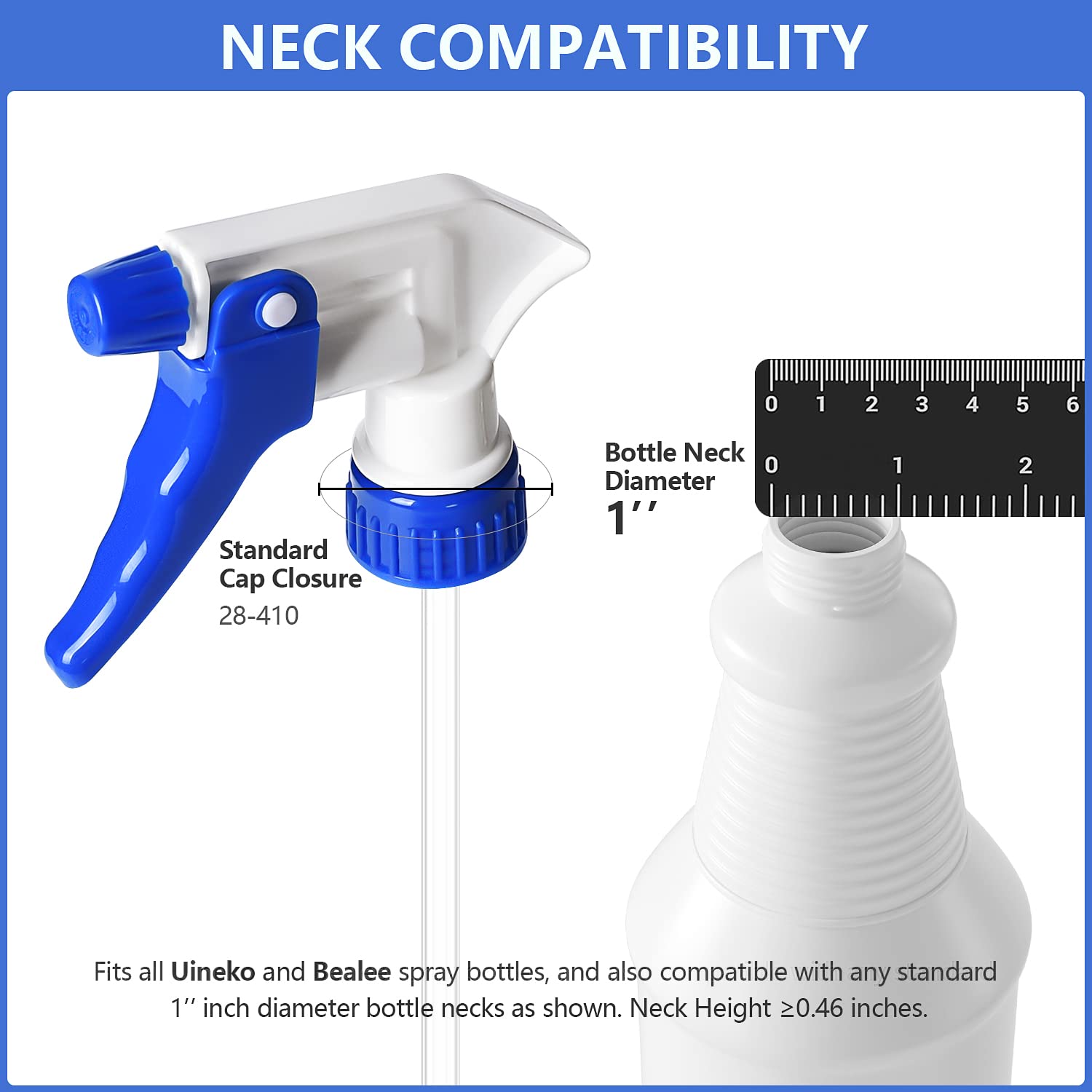 6 Pack Universal Spray Bottle Replacement Nozzle, Mist & Stream Trigger Sprayer for 16oz 24oz 32oz Bottles, Heavy Duty Mister Head Part w/ 10.2 Inch Tube for Cleaning Solutions, Car Deng - Image 3