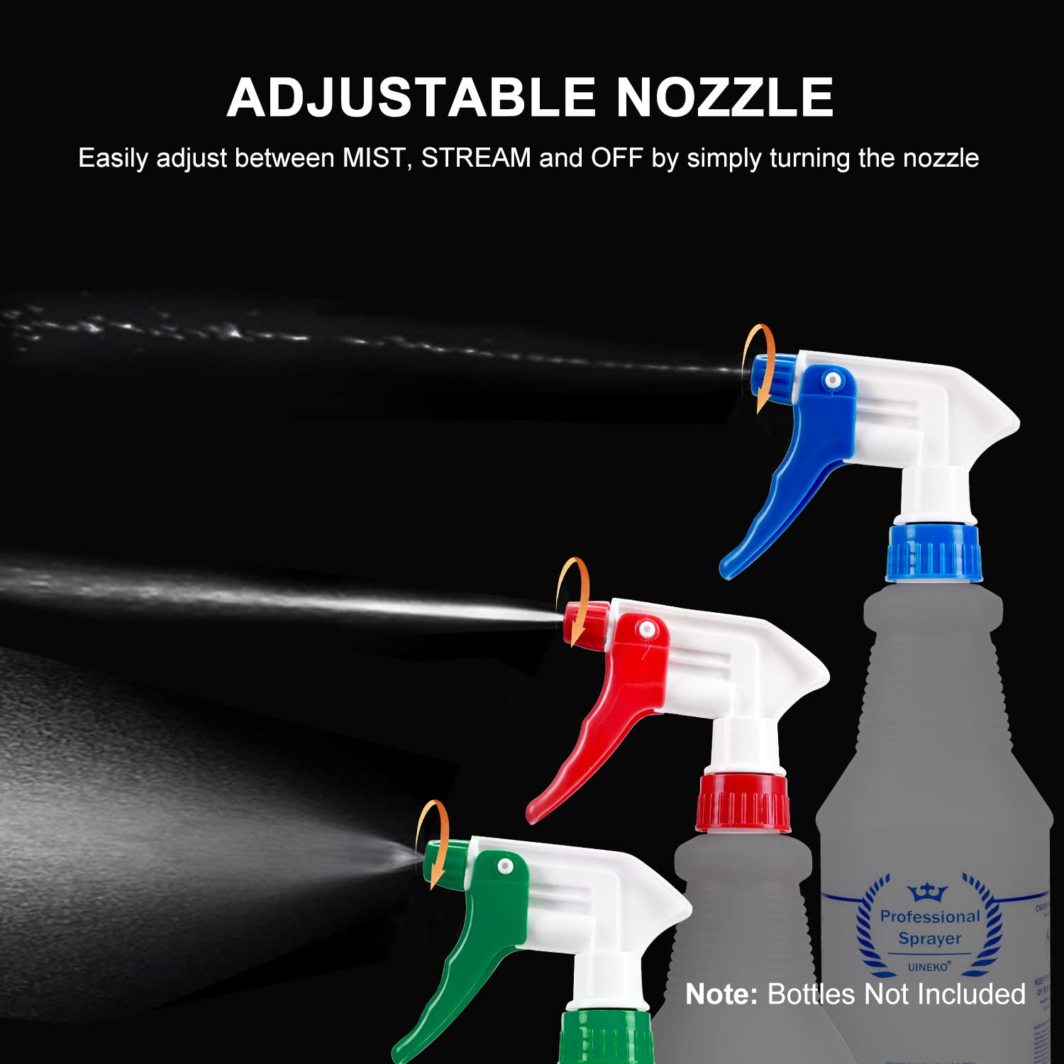 6 Pack Universal Spray Bottle Replacement Nozzle, Mist & Stream Trigger Sprayer for 16oz 24oz 32oz Bottles, Heavy Duty Mister Head Part w/ 10.2 Inch Tube for Cleaning Solutions, Car Deng - Image 6