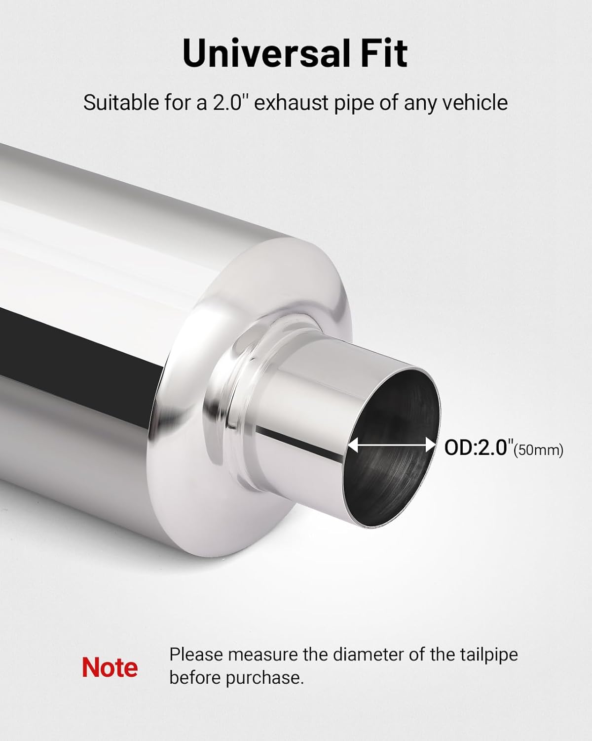 Exhaust Muffler, Stainless Steel Exhaust Tip, Universal 14.6