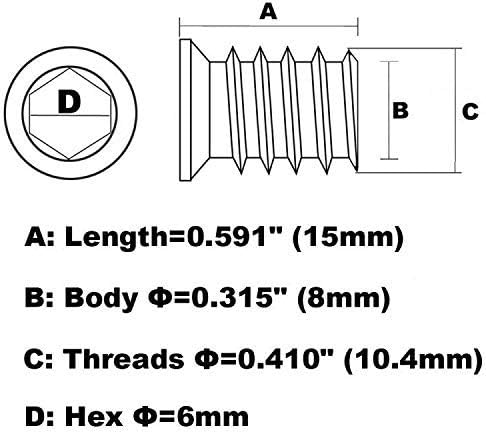 1/4-20 Hex Drive Threaded Inserts for Wood - 40 Pieces - Image 2