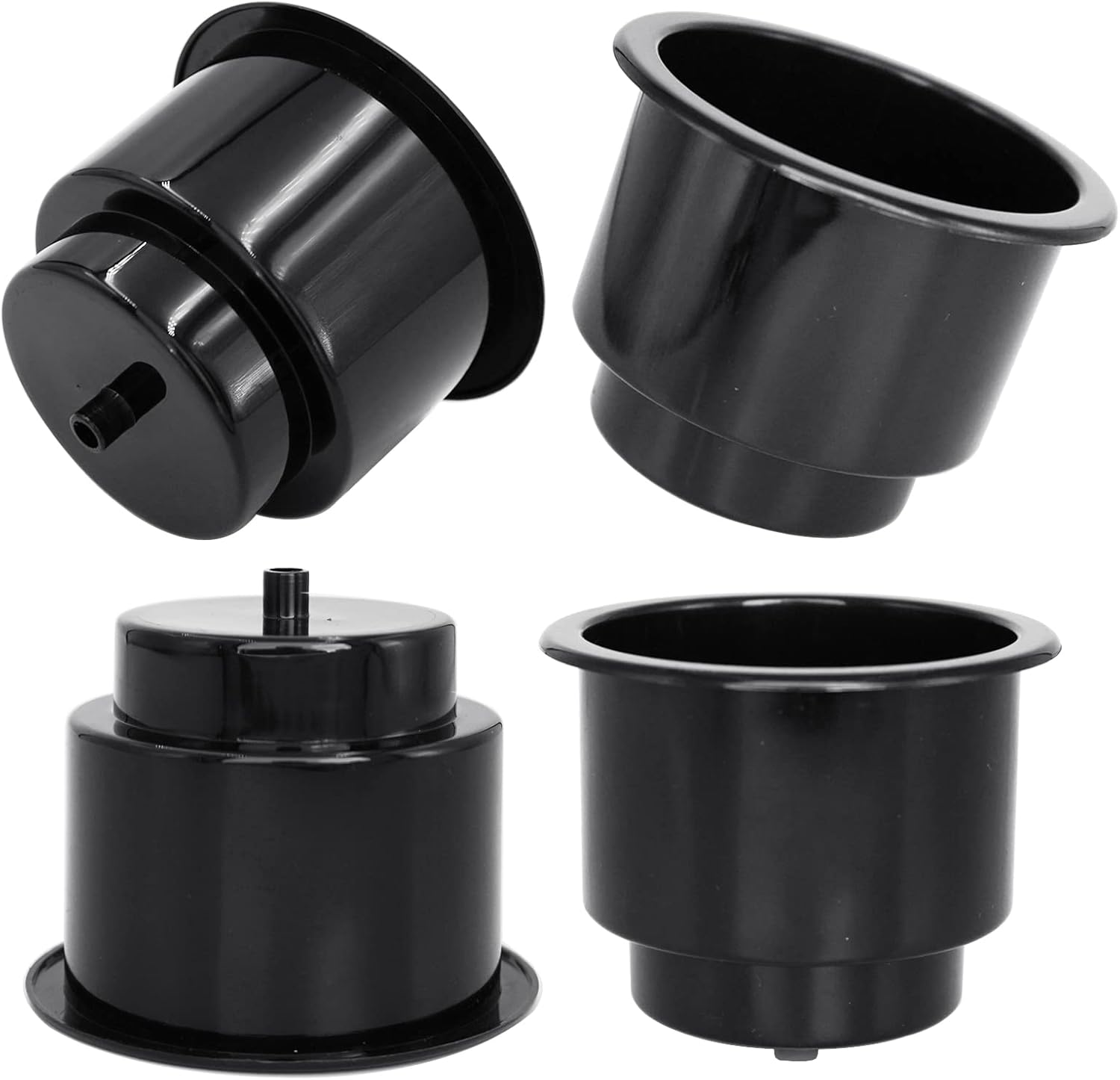 Black Plastic Cup Drink Holder Insert with Drain for Marine Boat RV Camper, 4PCS - Image 1