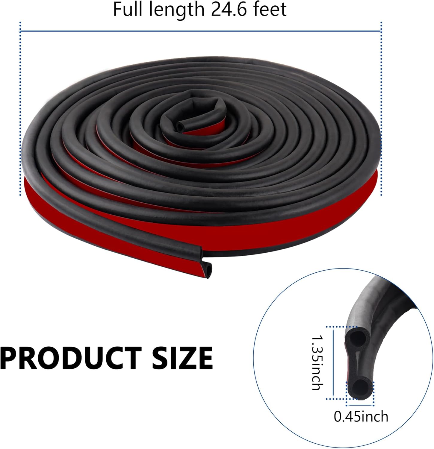 Truck Tonneau Cover Seal,Camper Shell Seal Rubber Weather Stripping with Double Hole,Universal Tailgate Seals for Pickups Trucks Campers Cars(24.6Ft) - Image 2
