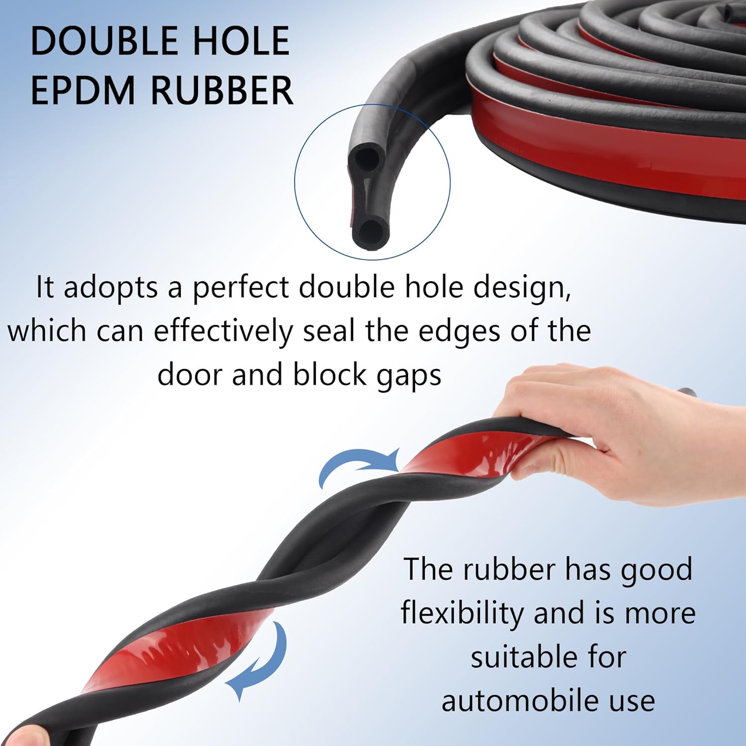 Truck Tonneau Cover Seal,Camper Shell Seal Rubber Weather Stripping with Double Hole,Universal Tailgate Seals for Pickups Trucks Campers Cars(24.6Ft) - Image 3