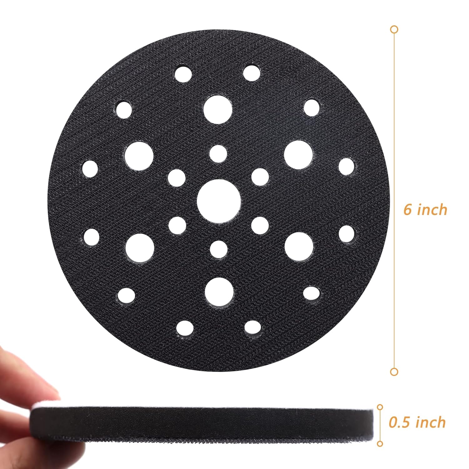 5 Pack Interface Pads, 6 Inch 25 Holes Hook and Loop Soft Density Sponge Cushion Buffer Backing Pad, Foam Sanding Interface Pads for Orbital Sander Automotive Woodworking Polishing - Image 3