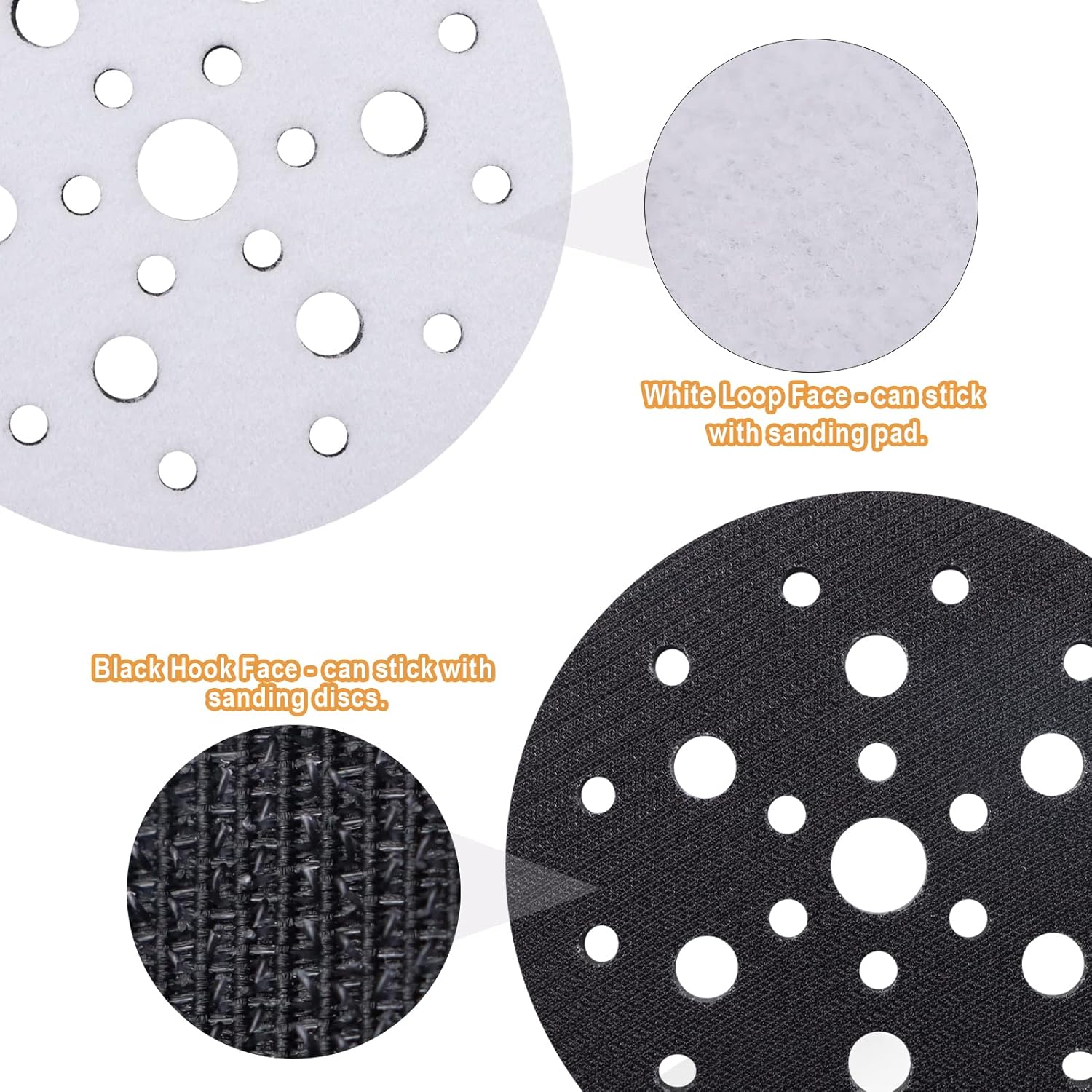 5 Pack Interface Pads, 6 Inch 25 Holes Hook and Loop Soft Density Sponge Cushion Buffer Backing Pad, Foam Sanding Interface Pads for Orbital Sander Automotive Woodworking Polishing - Image 4