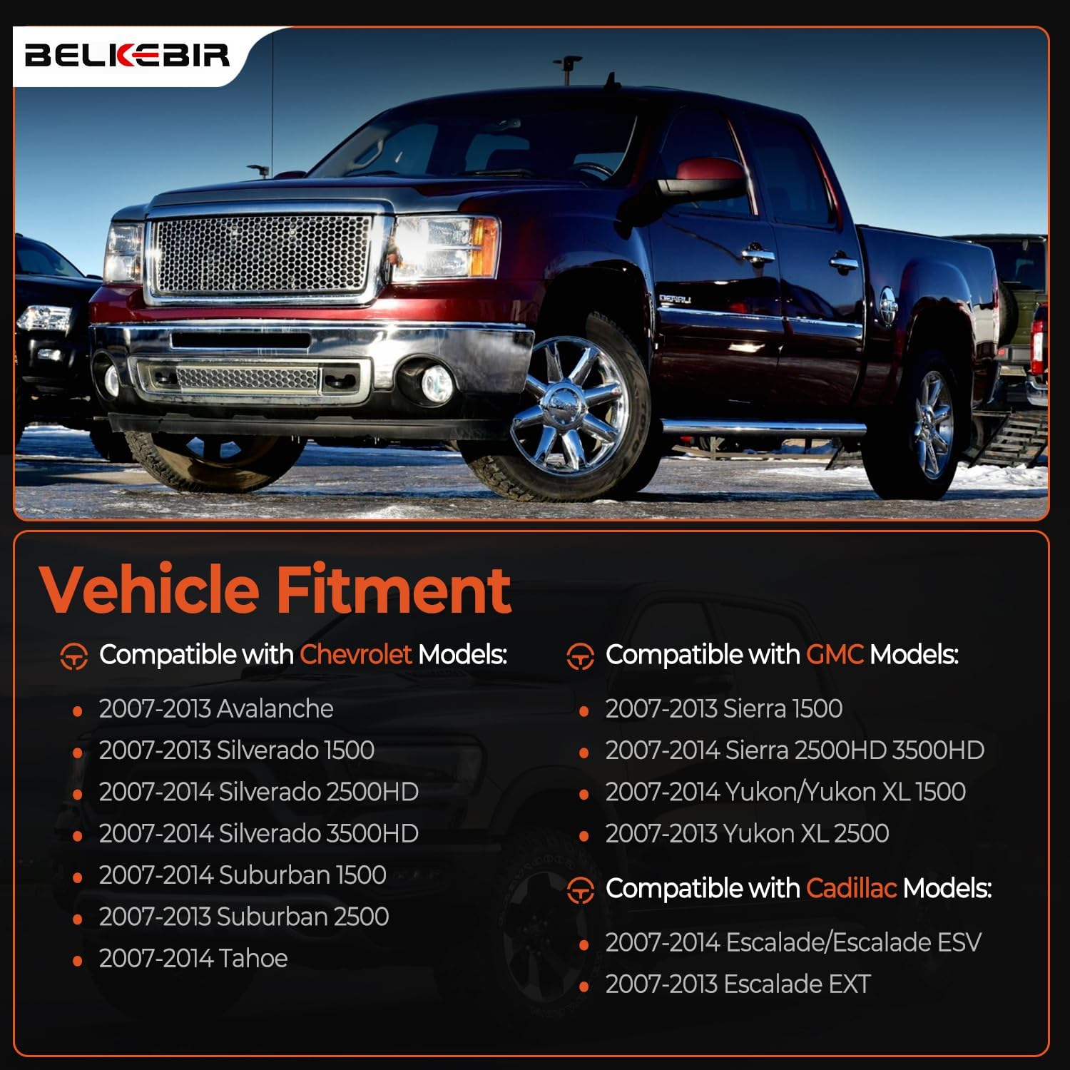 Exterior Chrome Door Handle Rear Left Driver Side Compatible with 2007-2014 Chevy Silverado Suburban Avalanche Tahoe, GMC Sierra Yukon, Cadillac Escalade Replace 15915659, 20954849, 22738725, 25890289 - Image 2
