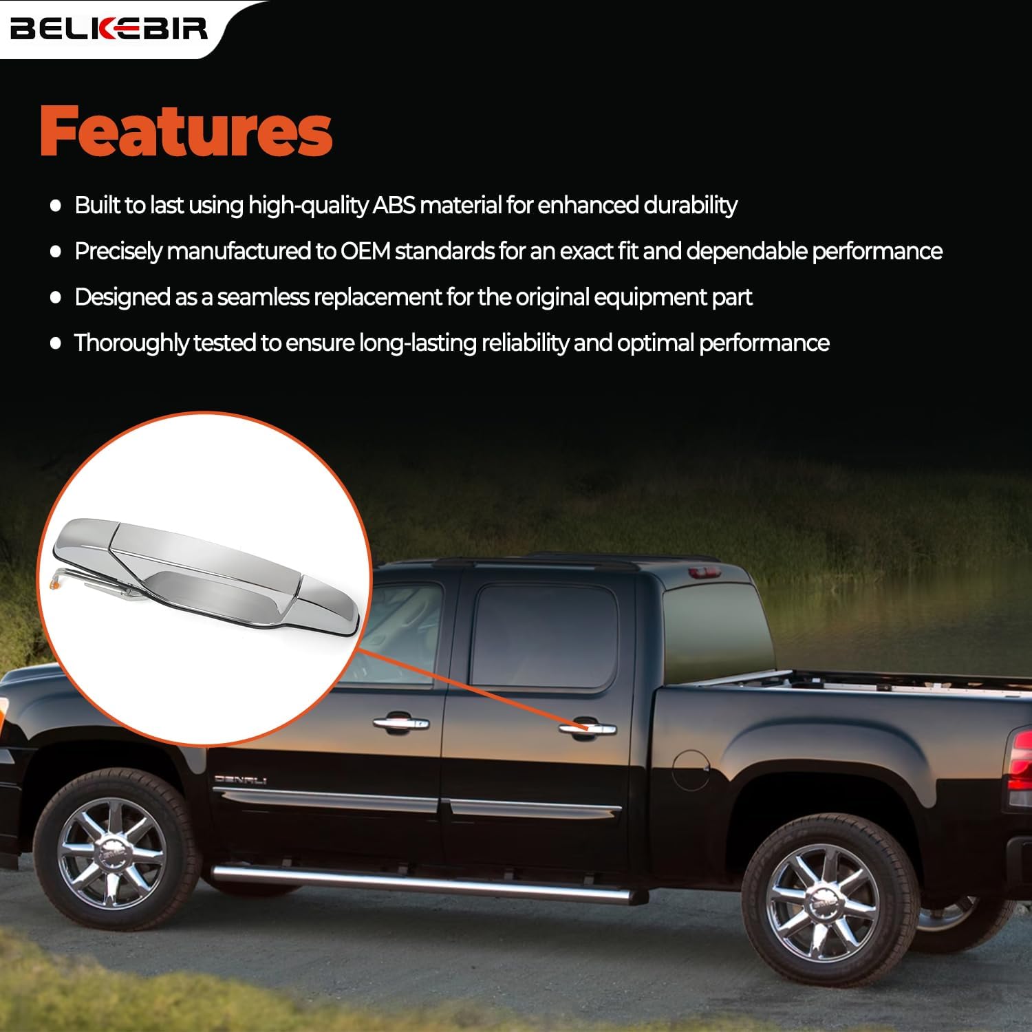 Exterior Chrome Door Handle Rear Left Driver Side Compatible with 2007-2014 Chevy Silverado Suburban Avalanche Tahoe, GMC Sierra Yukon, Cadillac Escalade Replace 15915659, 20954849, 22738725, 25890289 - Image 4